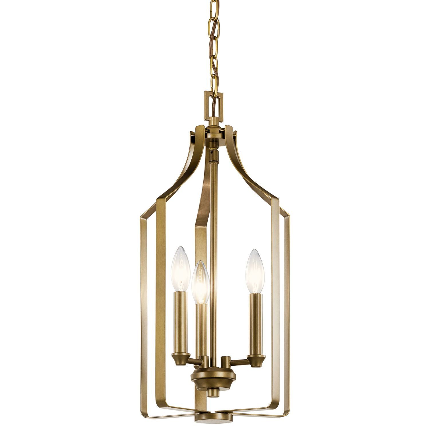 Morrigan Natural Brass 21" Traditional 3-Light Open Cage Pendant