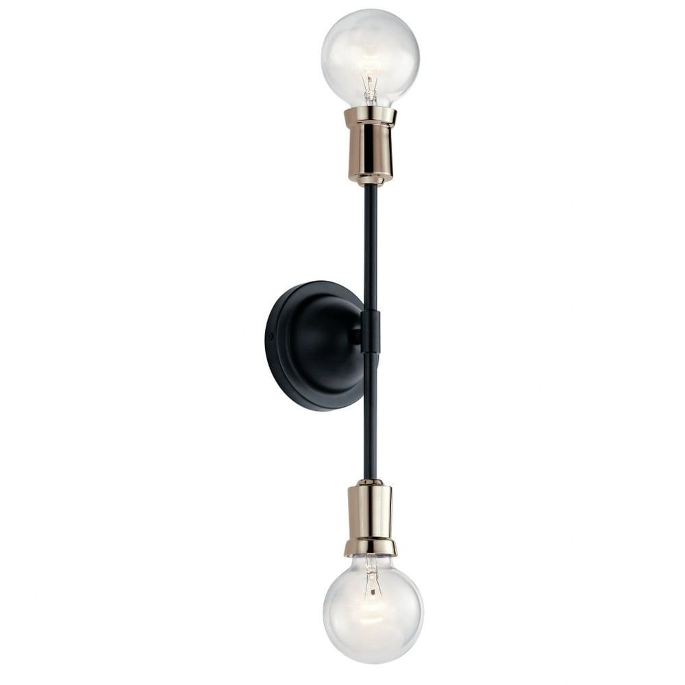 Armstrong Modern Black Steel 2-Light Wall Sconce