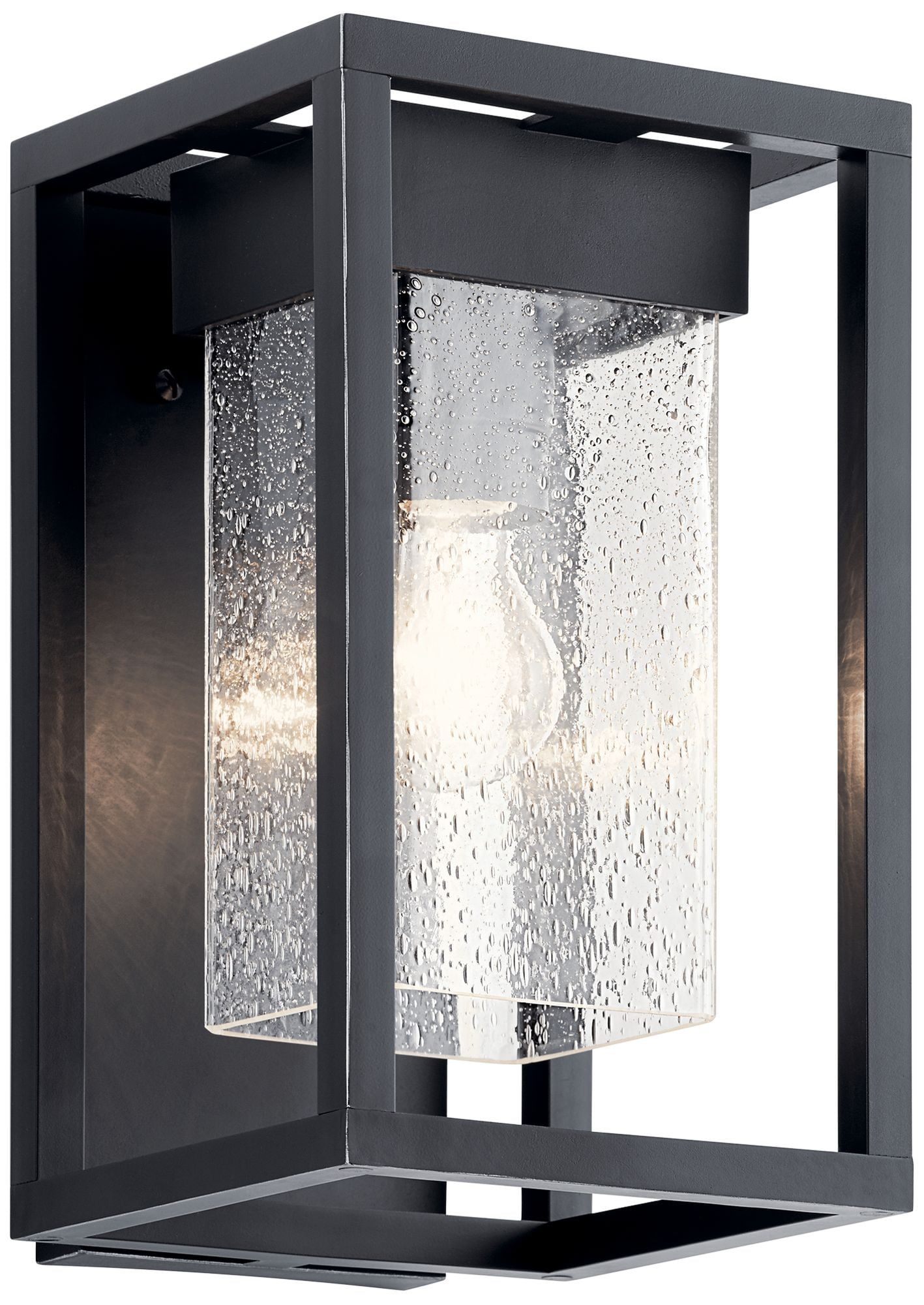 Mercer Black and Silver 12" Outdoor Wall Sconce with Clear Seeded Glass