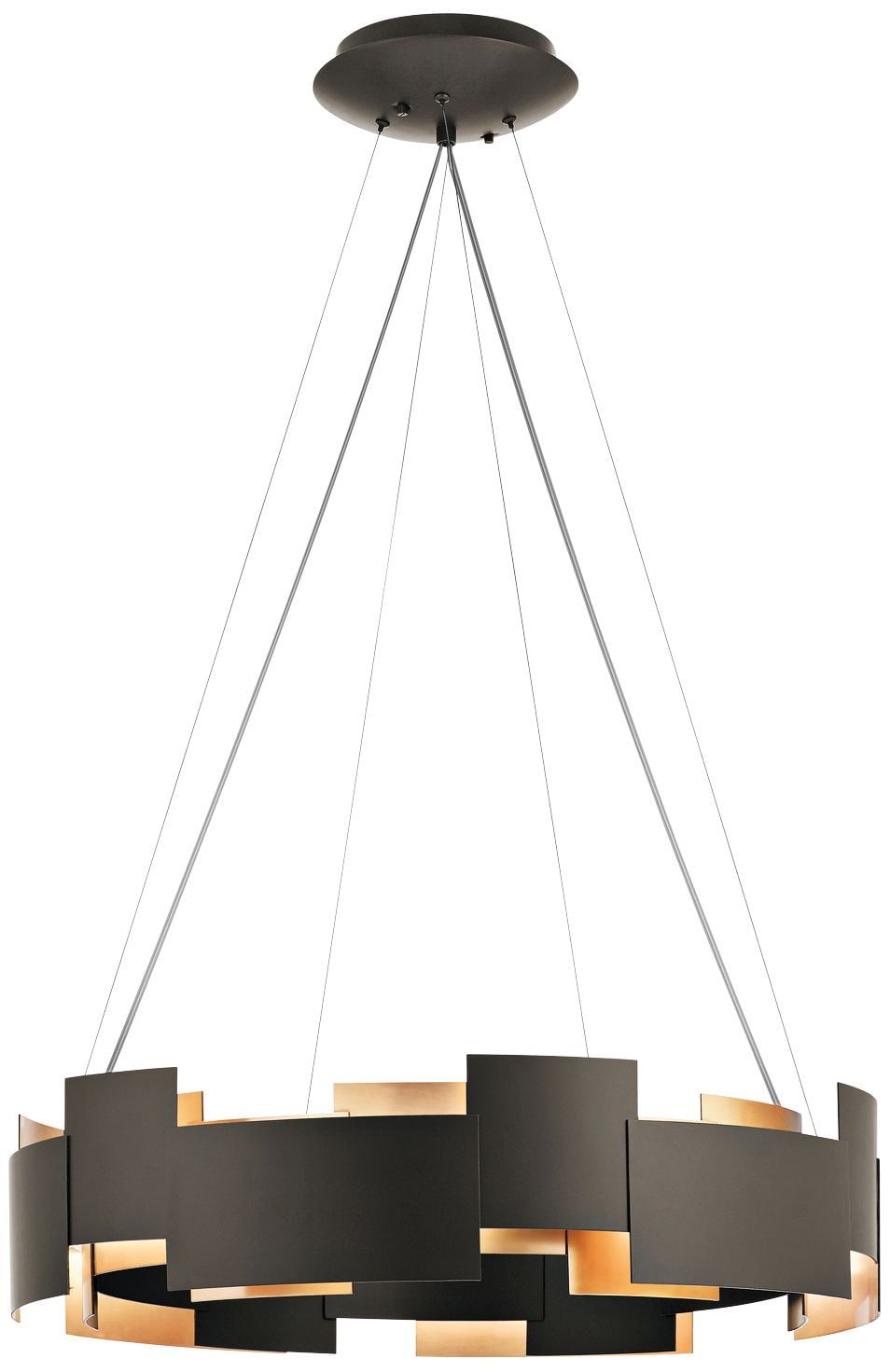 Satin Nickel 26.5" Modern LED Drum Pendant with Black Shade