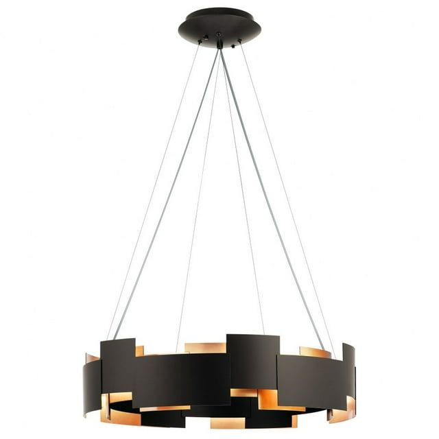 Satin Nickel 26.5" Modern LED Drum Pendant with Black Shade