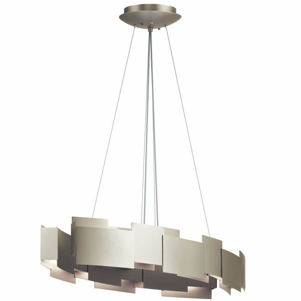 Modern Satin Nickel LED Drum Pendant Light