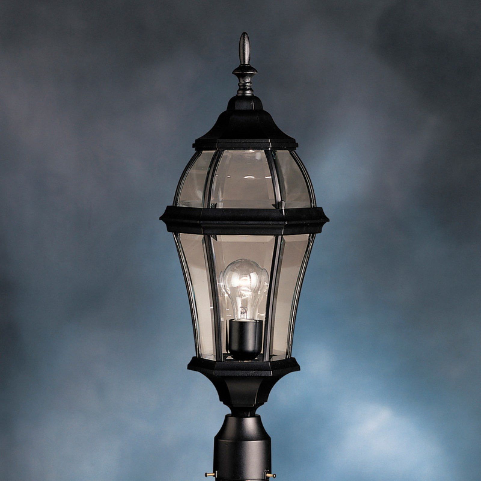 24" Black Aluminum Outdoor Post Lantern with Clear Glass