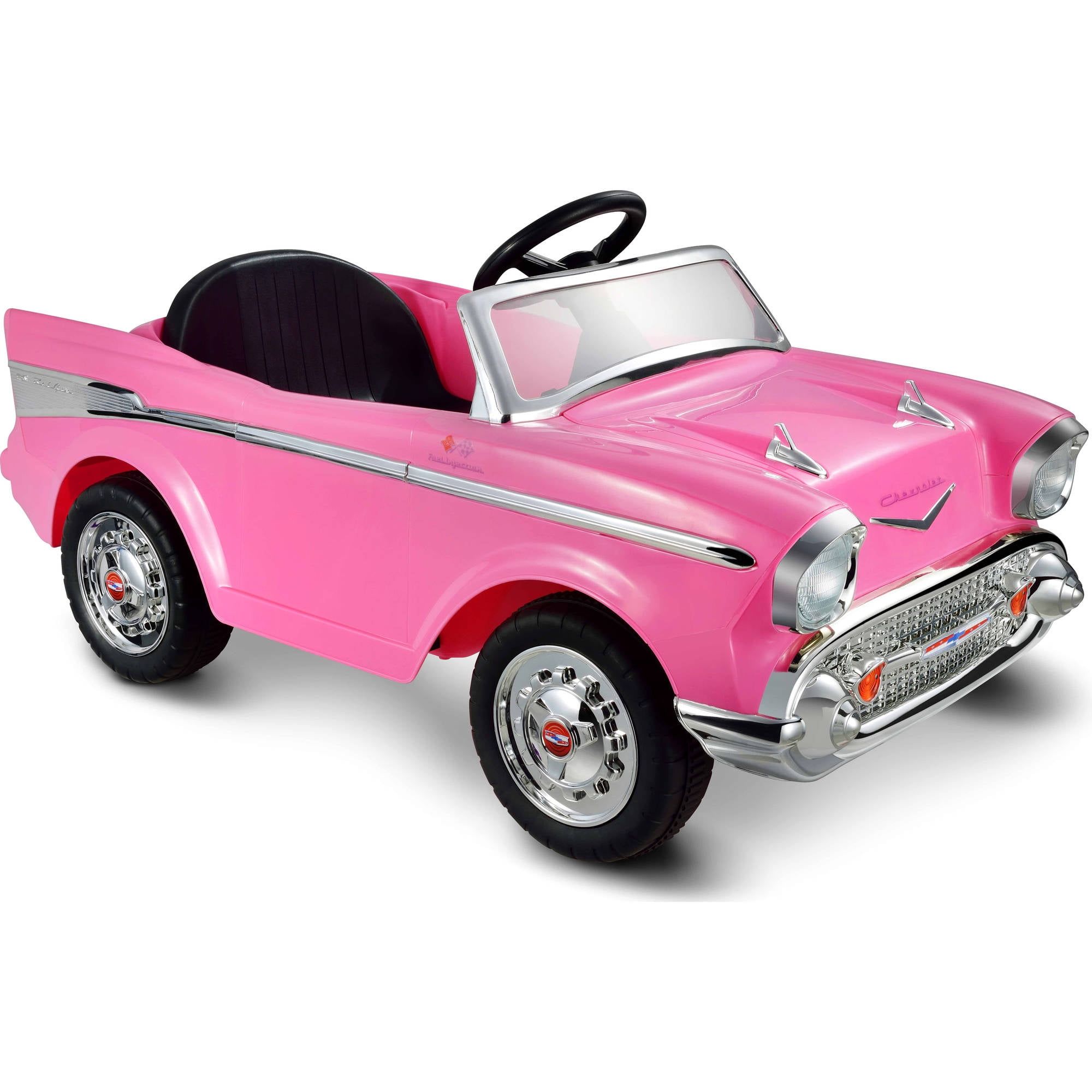 Pink Chevy Bel Air Ride-On Toy Car with Chrome Accents