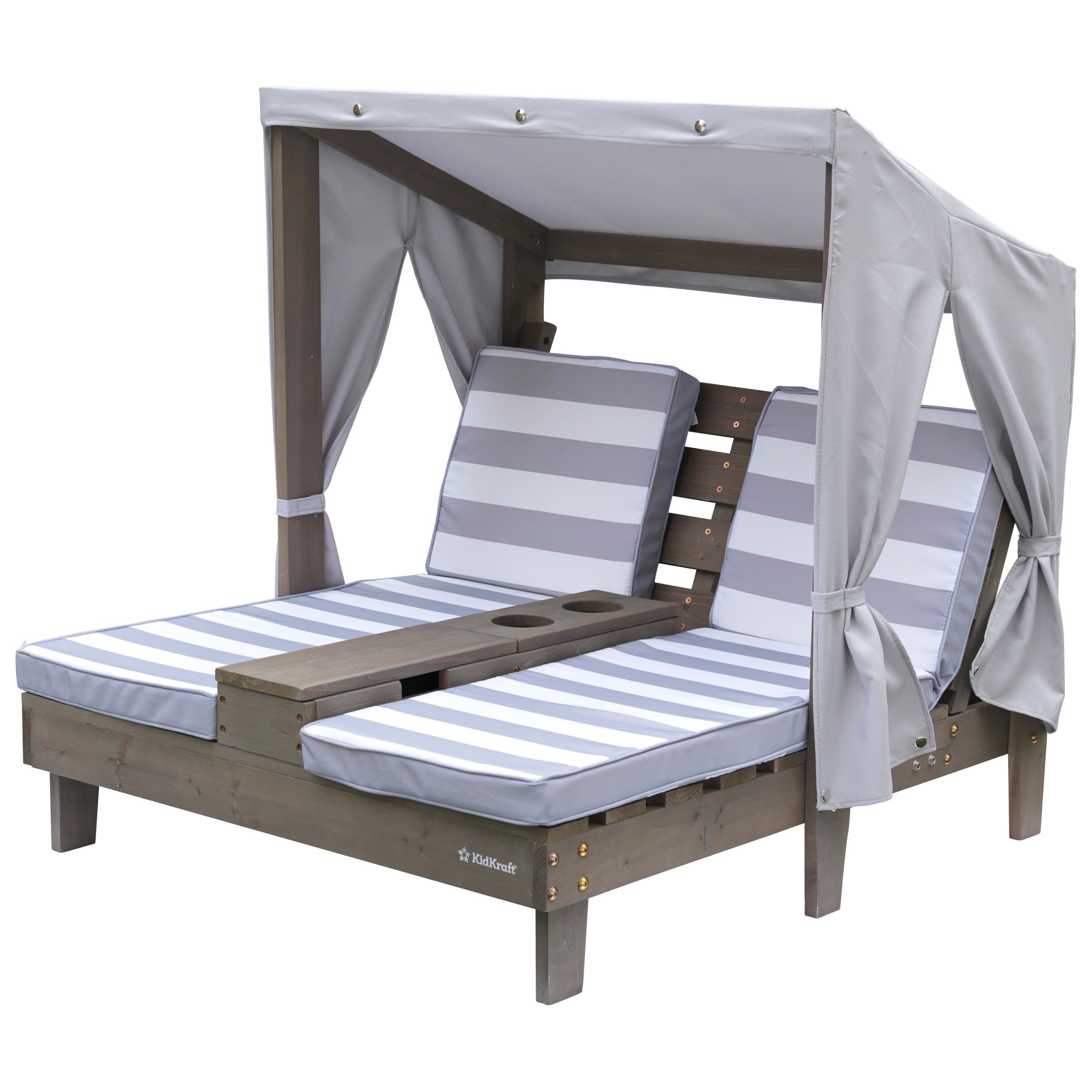 KidKraft 36.5'' Gray Outdoor Double Chaise Lounge with Cushions