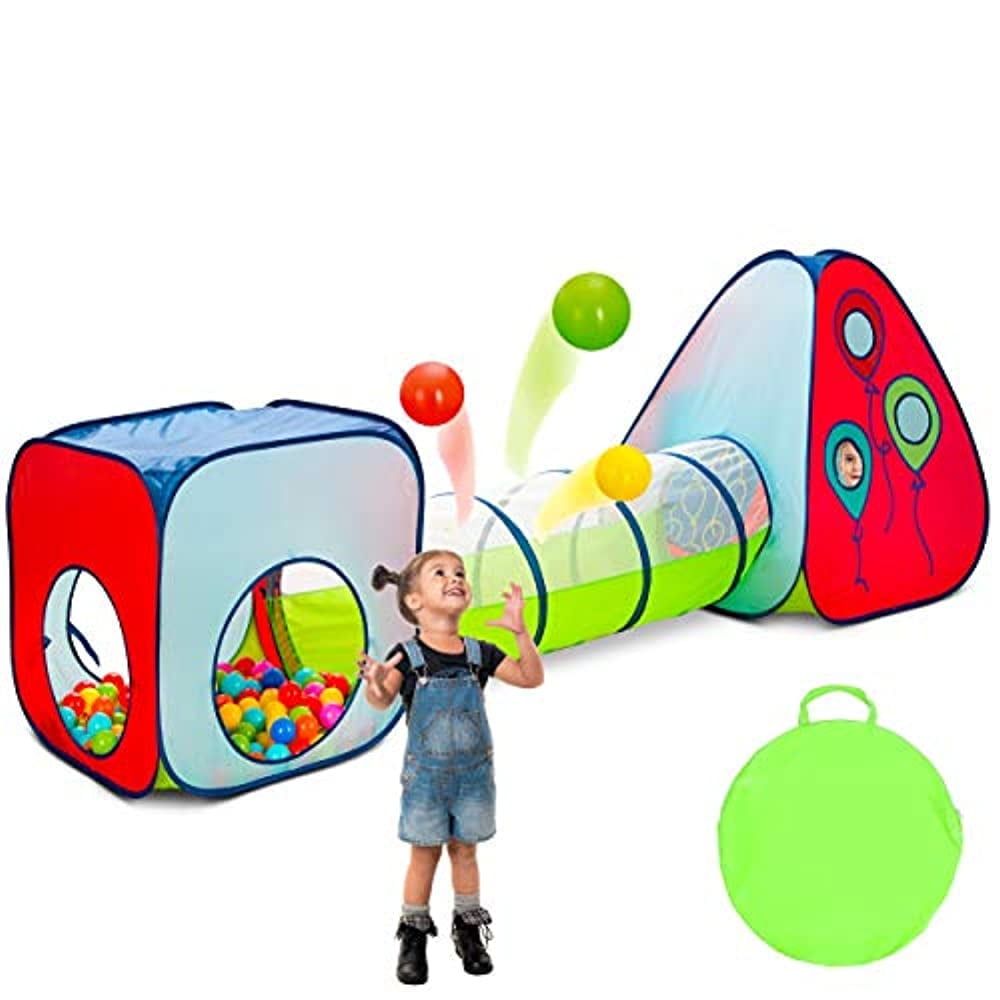 Vibrant 3-Piece Kids Play Tent with Tunnel and Ball Pit