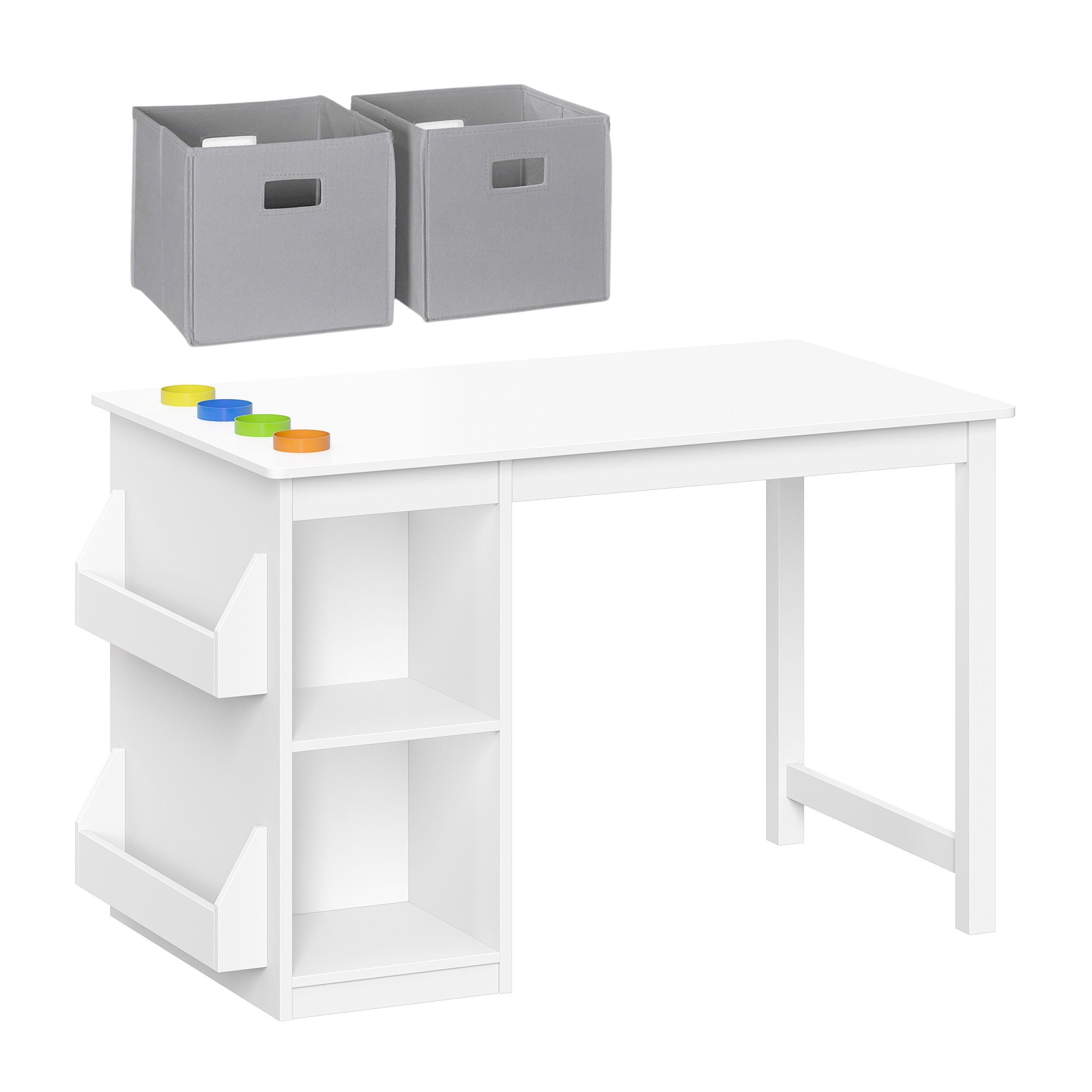 White Minimalist Children's Activity Table with Storage Bins