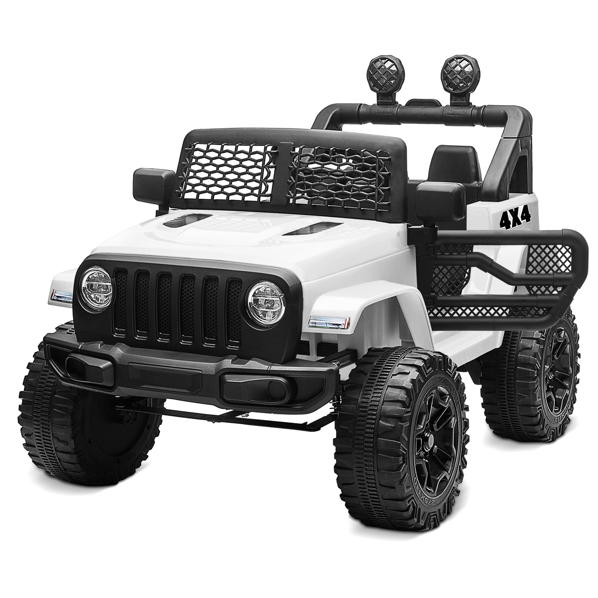 Kidzone White 12V Battery Powered Ride-On SUV with LED Lights