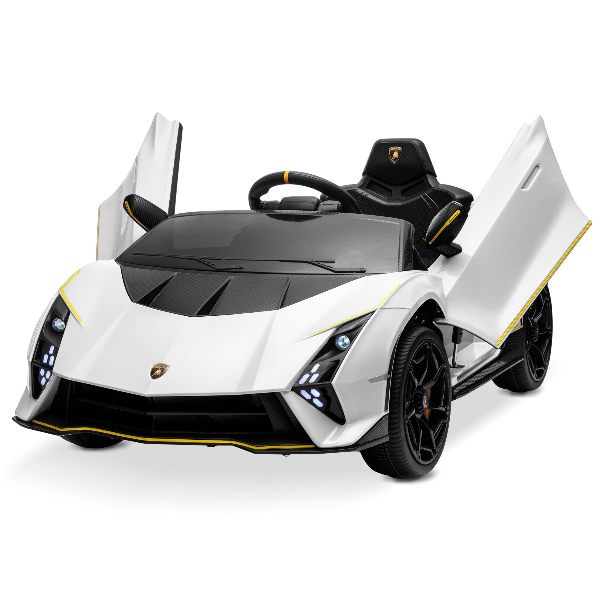 White 12V Lamborghini Autentica Kids Ride-On Car with Remote Control