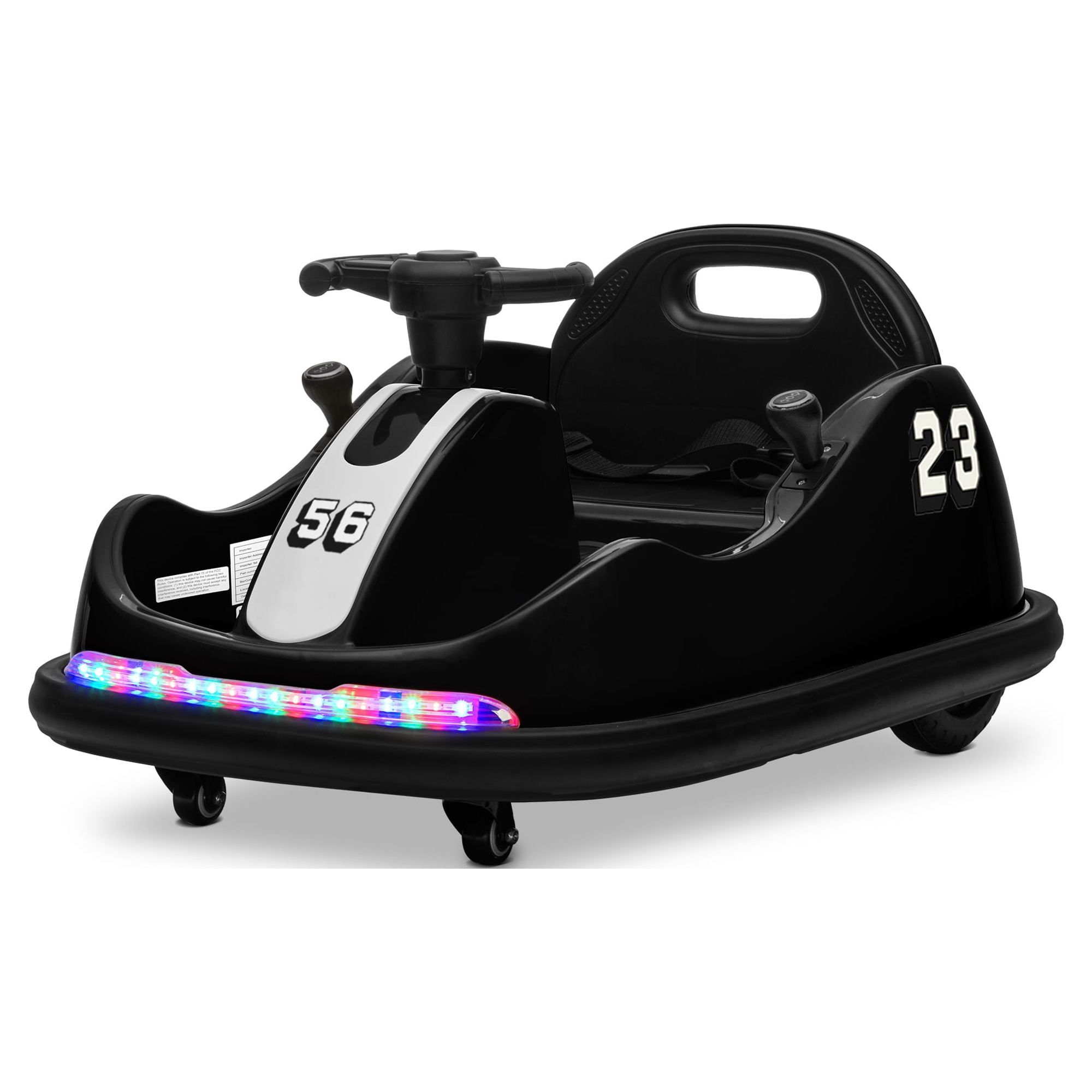 Black 12V Kids Electric Ride-On Bumper Car with LED Lights