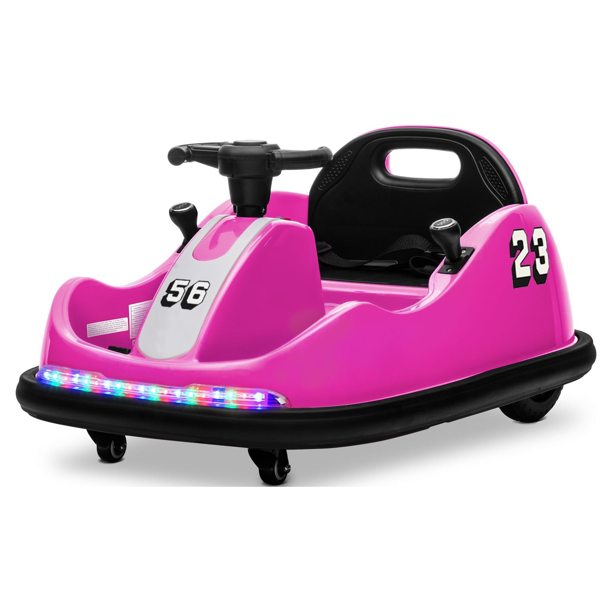 Pink 12V Kids Electric Ride-On Bumper Car with LED Lights