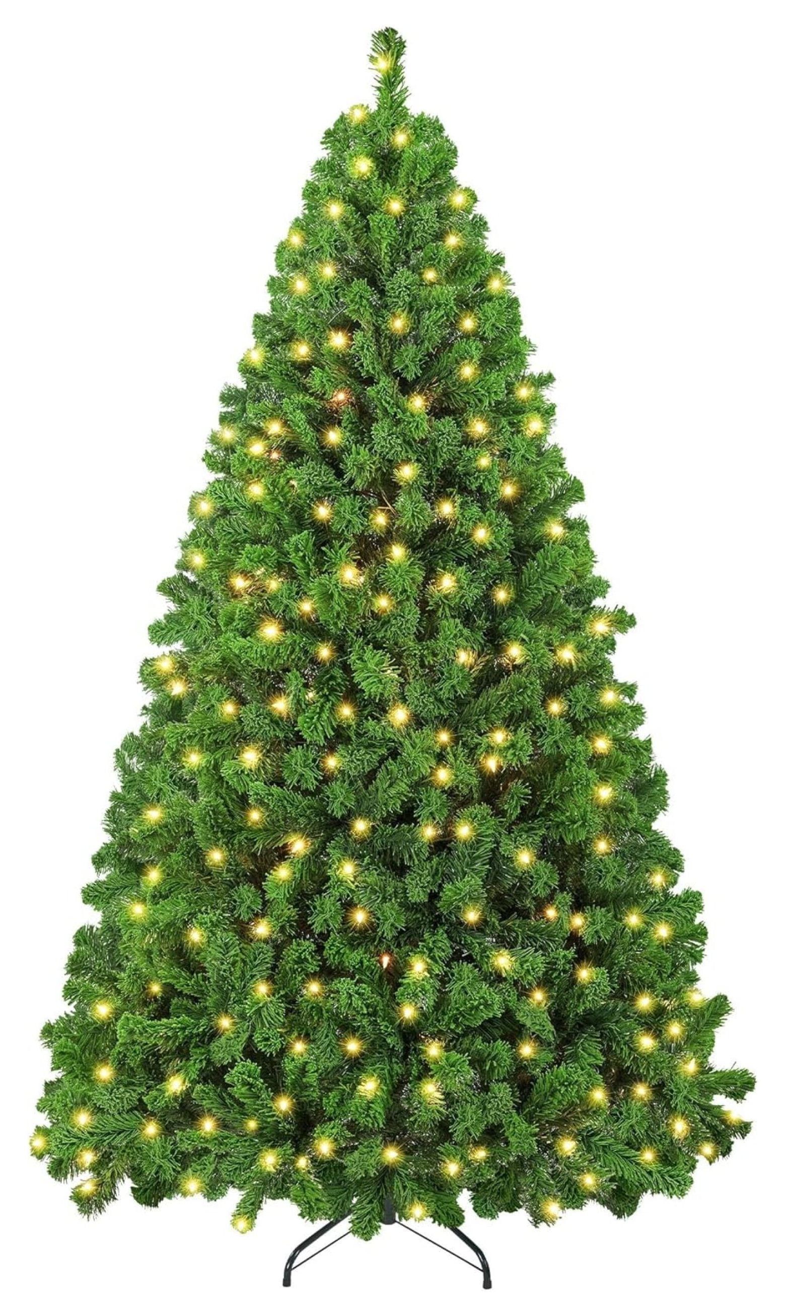 6ft Pre-lit Green PVC Christmas Tree with Warm White Lights