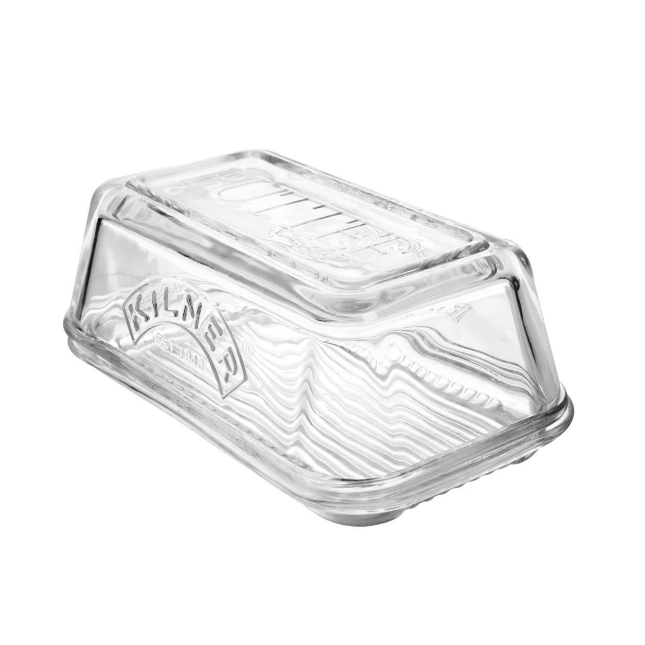 Kilner Clear Glass Embossed Butter Dish