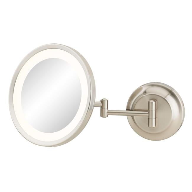 Kimball & Young  Hardwired Single-Sided LED Round Arm Wall Mirror, Brushed Nickel