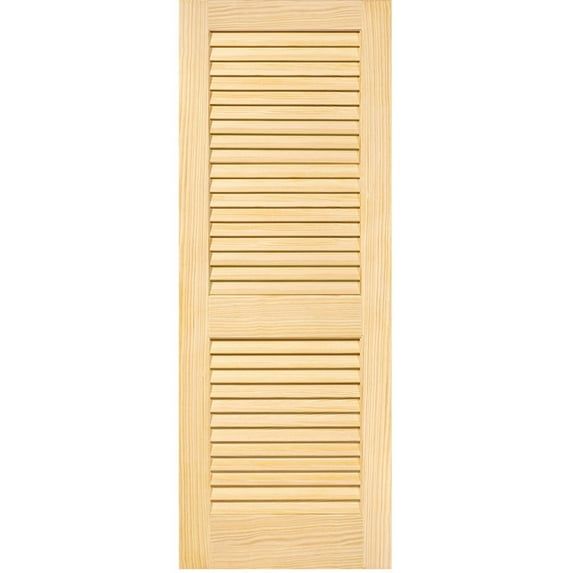 Unfinished Solid Pine Louvered Interior Door Slab, 32" x 80"