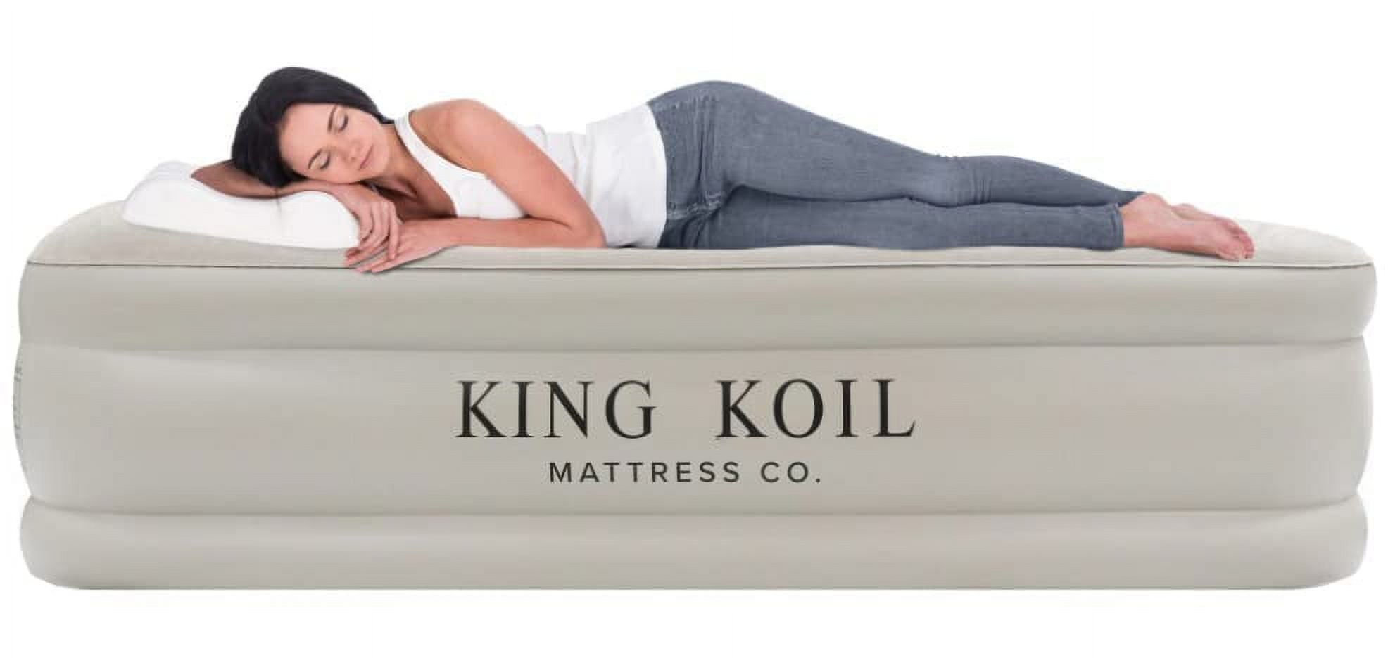 King Koil Beige Queen Air Mattress with Built-in Pump