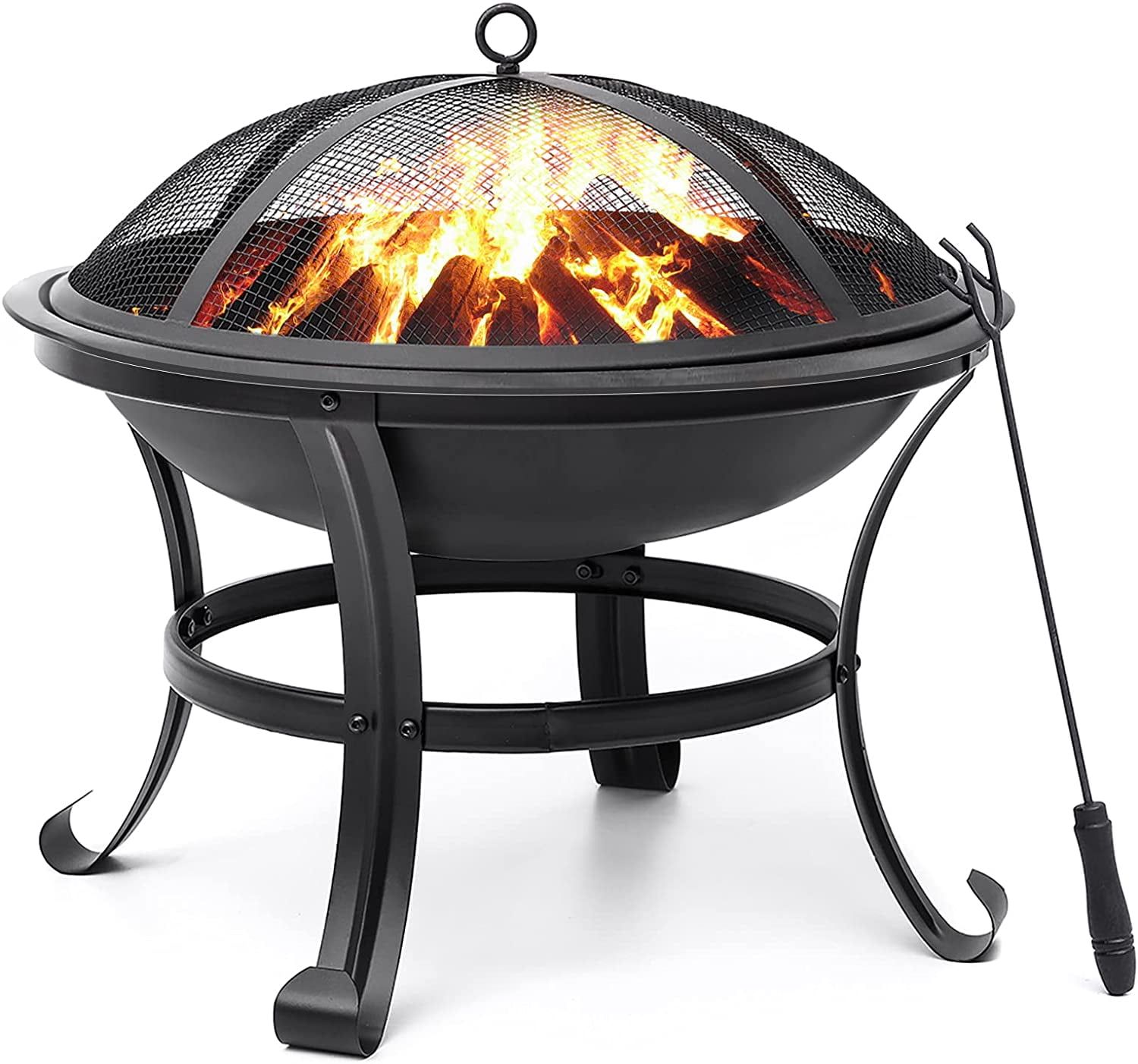 22-Inch Black Steel Free-Standing Outdoor Fire Pit