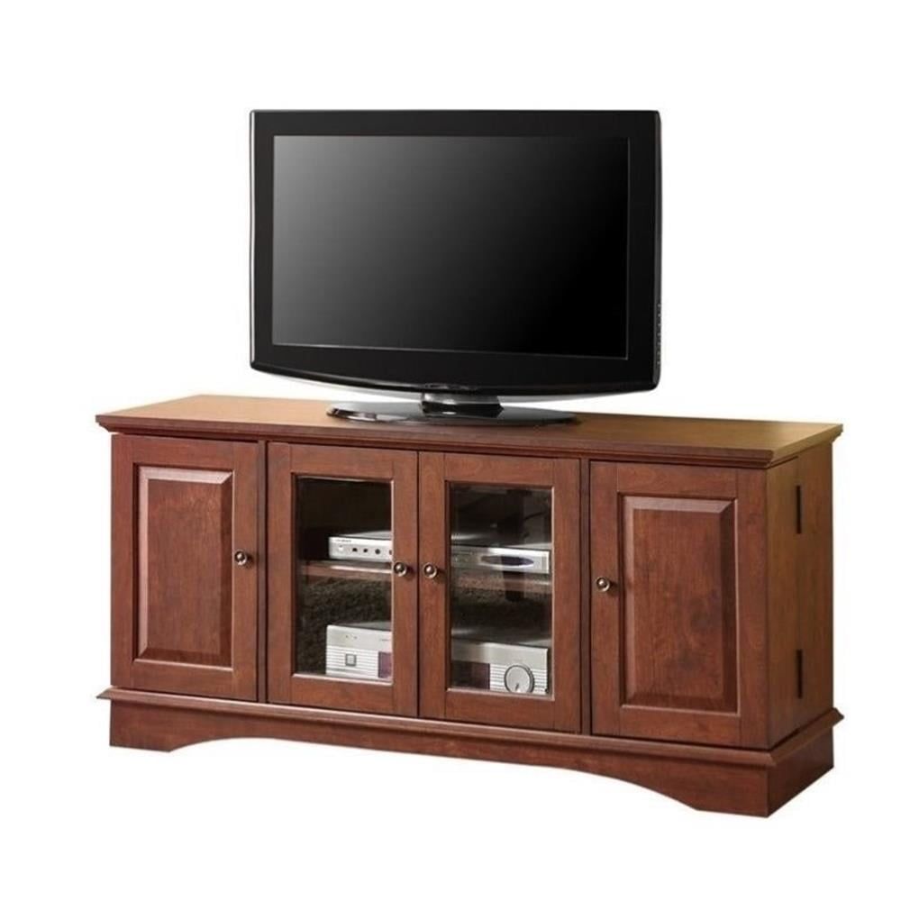 52" Traditional Brown Composite TV Stand with Cabinets