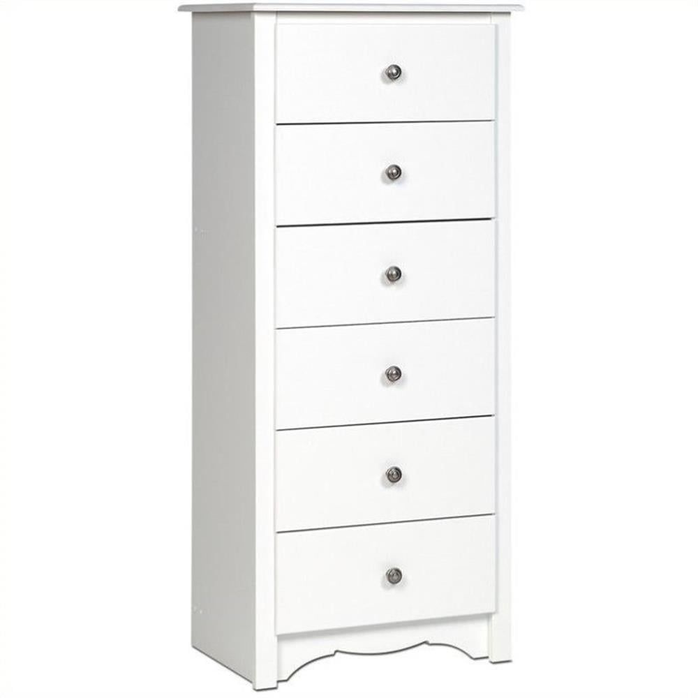 White Vertical 6-Drawer Wood Lingerie Chest