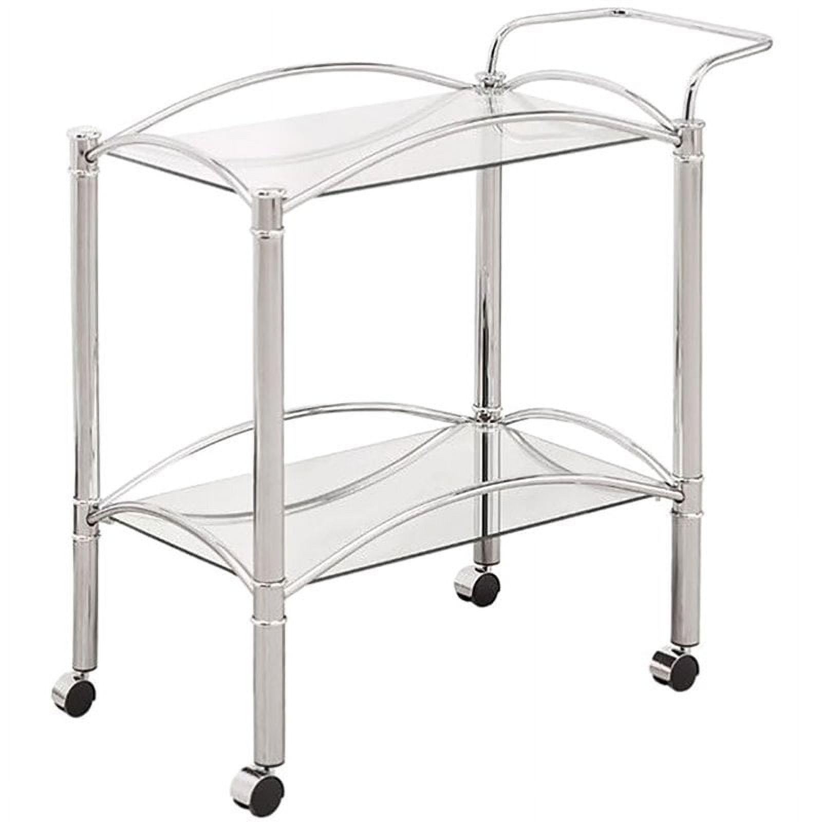 Chrome and Glass 2-Tier Serving Cart with Casters