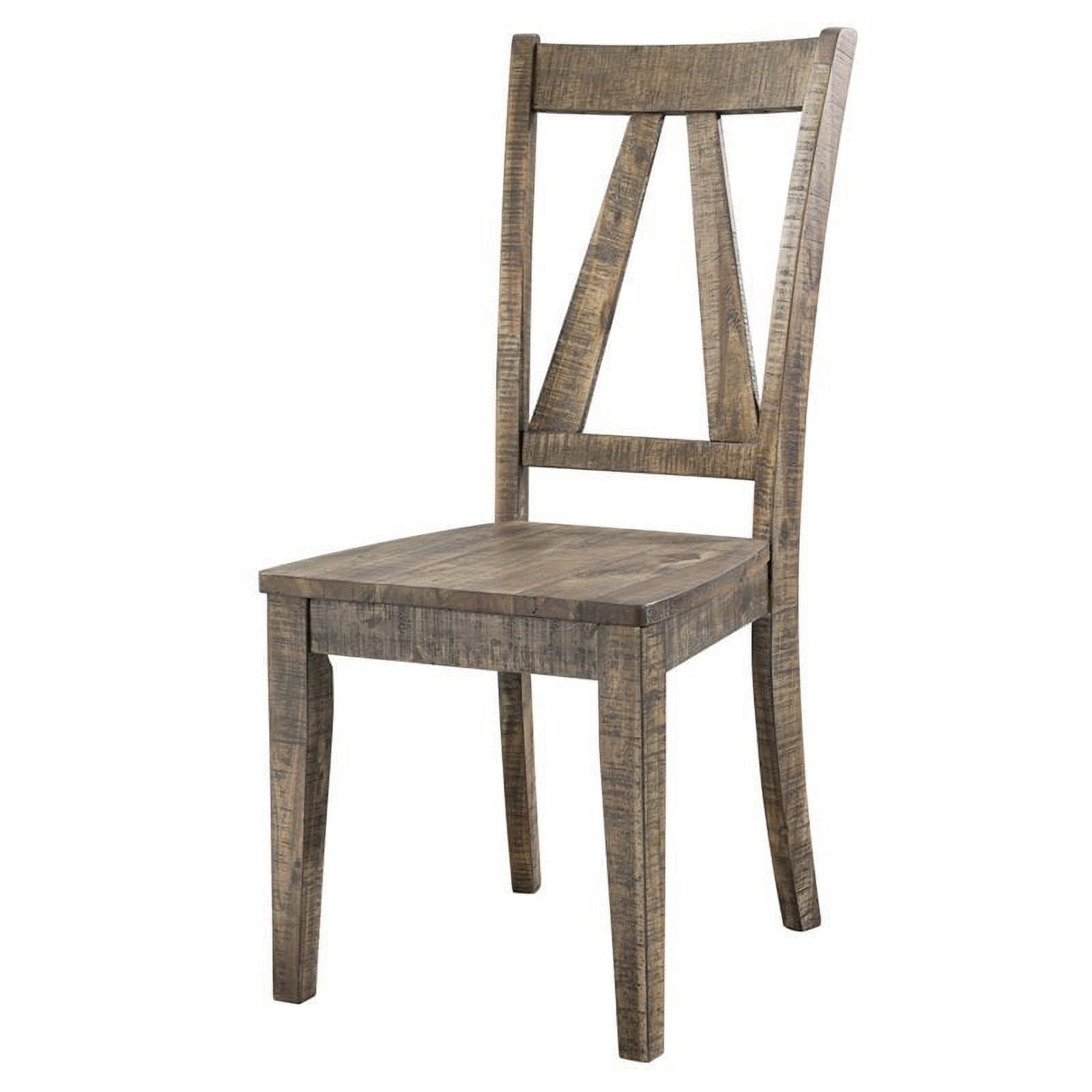 Rustic Brown Wooden Side Chair with Open Back Design