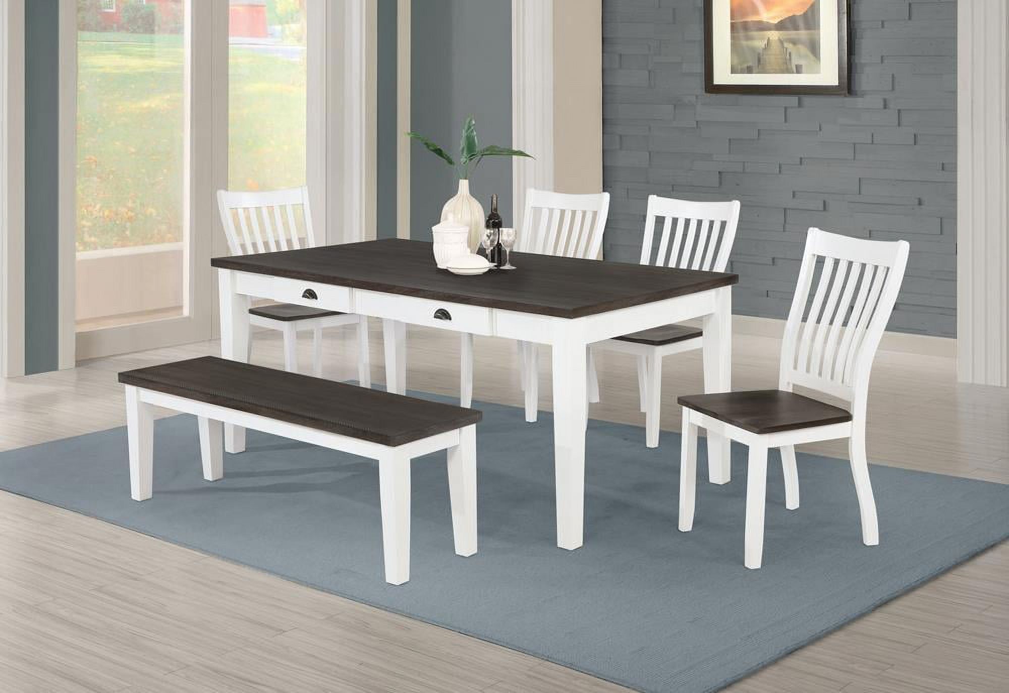 Kingman 5-Piece Espresso and White Farmhouse Dining Set