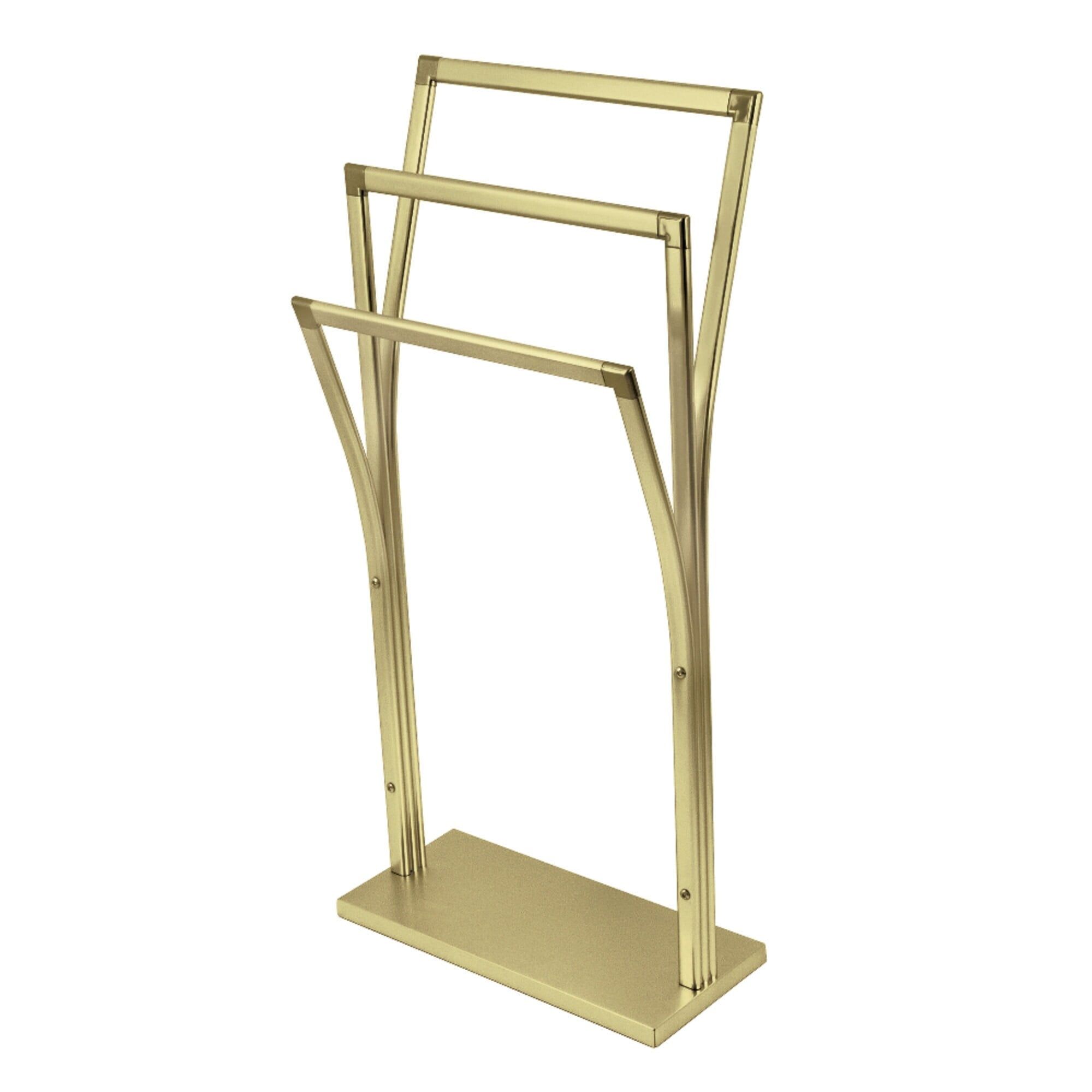 Brushed Brass Freestanding Y-Style Towel Rack with Triple Bars