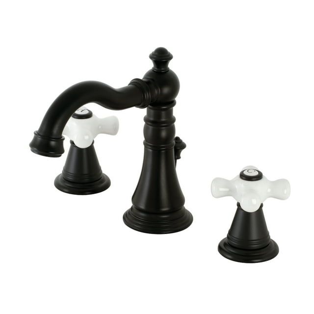 Matte Black Brass Victorian Widespread Bathroom Faucet