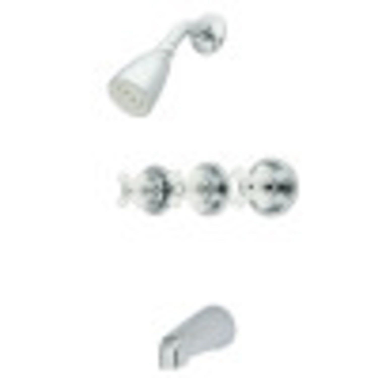 Polished Chrome Wall Mounted Tub and Shower Faucet with Porcelain Handles