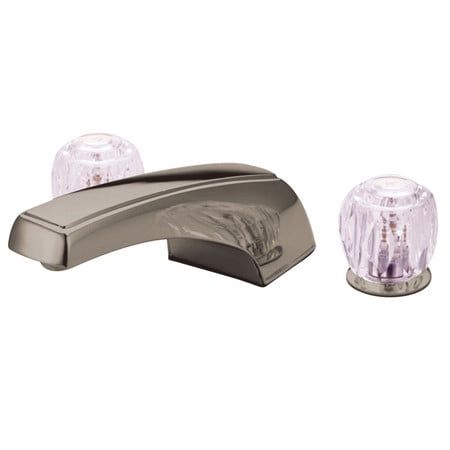 Kingston Brushed Nickel Roman Tub Faucet with Acrylic Knob Handles