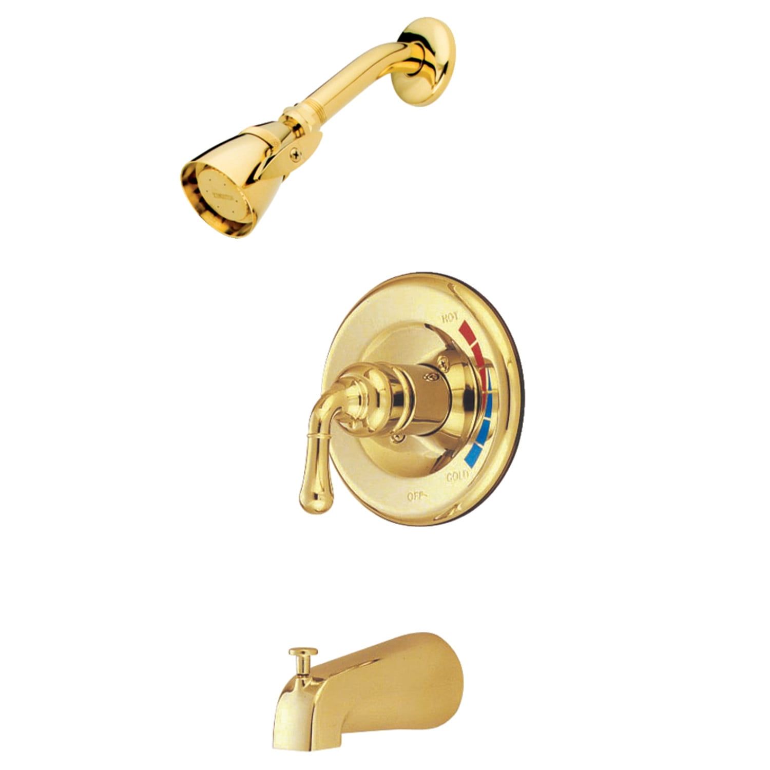 Polished Brass Wall Mounted Tub and Shower Faucet Trim