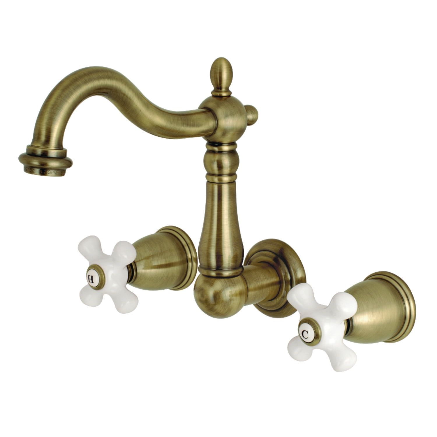 Heritage Antique Brass 8" Wall Mount Bathroom Faucet