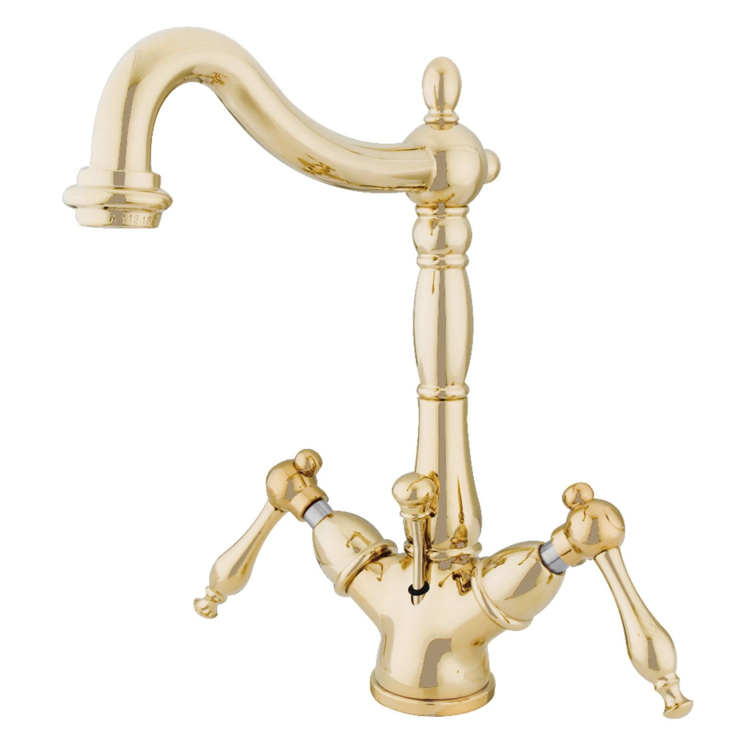 Polished Brass Two-Handle Bathroom Faucet with Pop-Up Drain