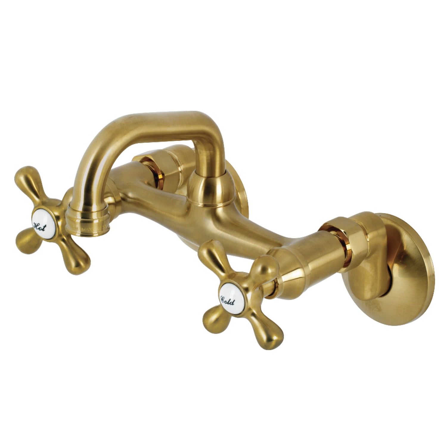 Elegant Traditional Brushed Brass Wall-Mount Bar Faucet