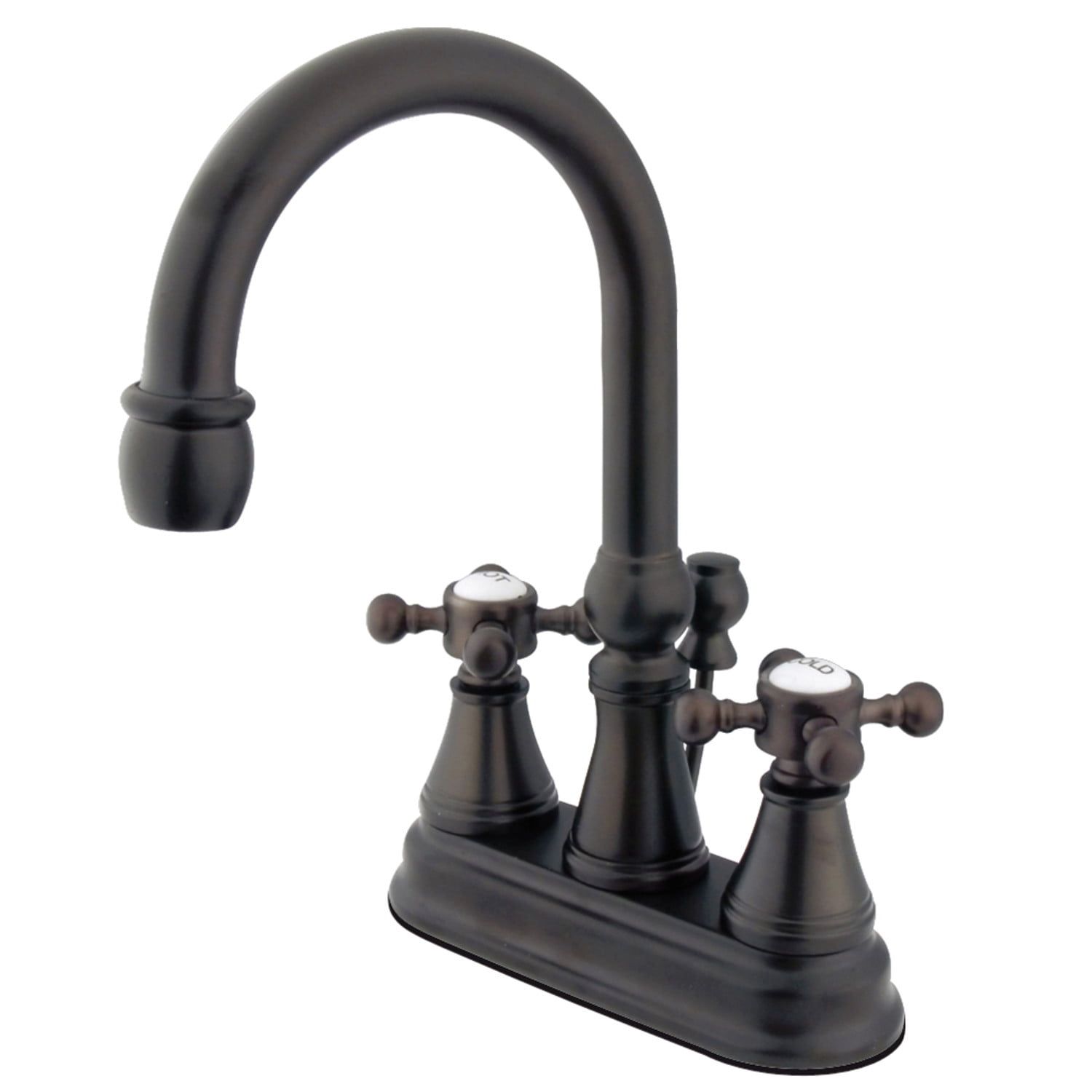 Oil Rubbed Bronze 4" Centerset Bathroom Faucet with Cross Handles