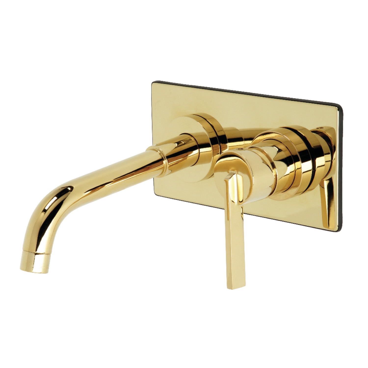 Polished Brass Single-Handle Wall Mount Bathroom Faucet