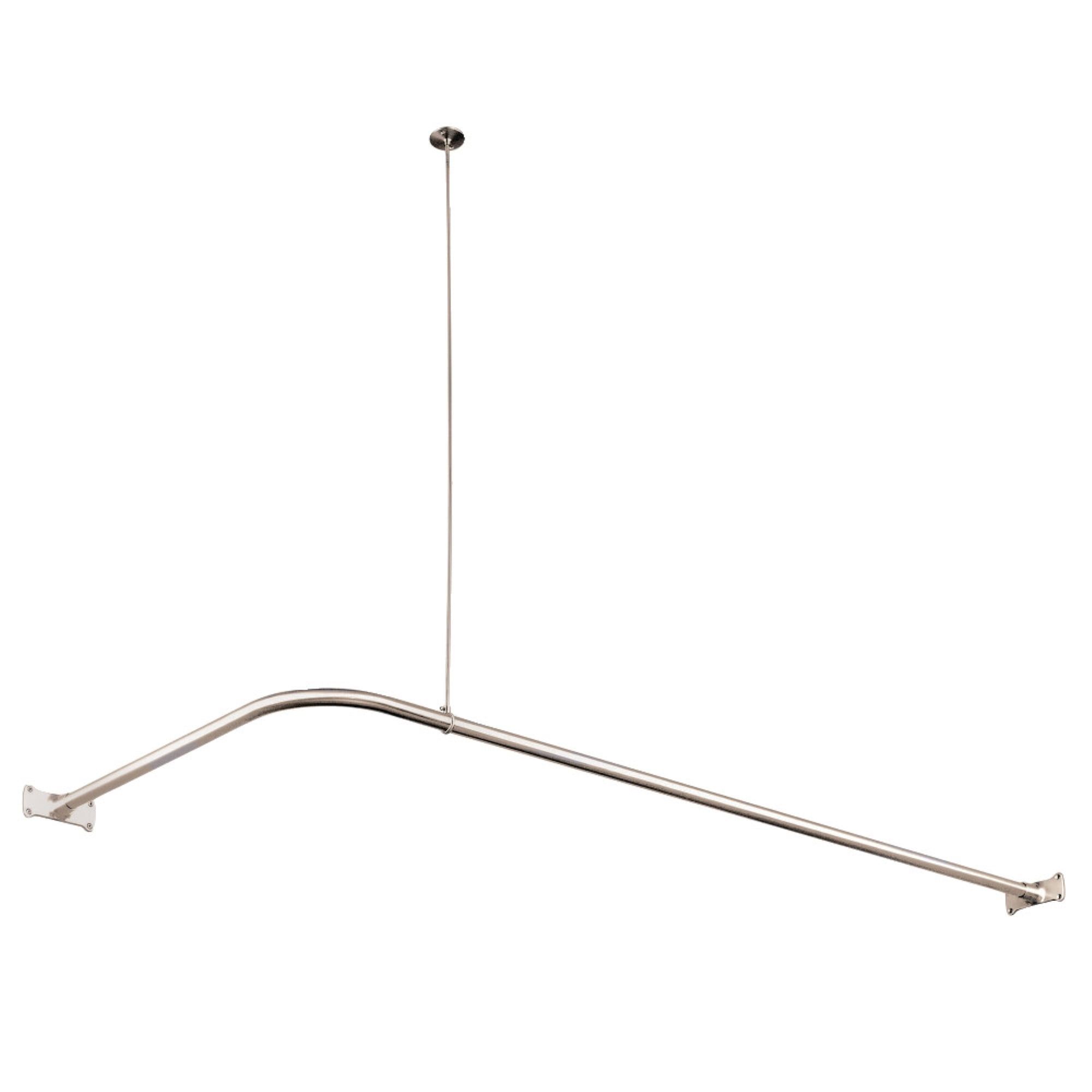 Polished Nickel L-Shaped Wall and Ceiling Mounted Shower Rod