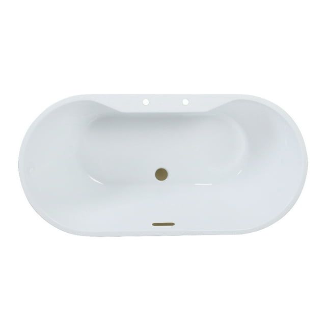 51" Glossy White Acrylic Oval Freestanding Tub with Antique Brass Drain