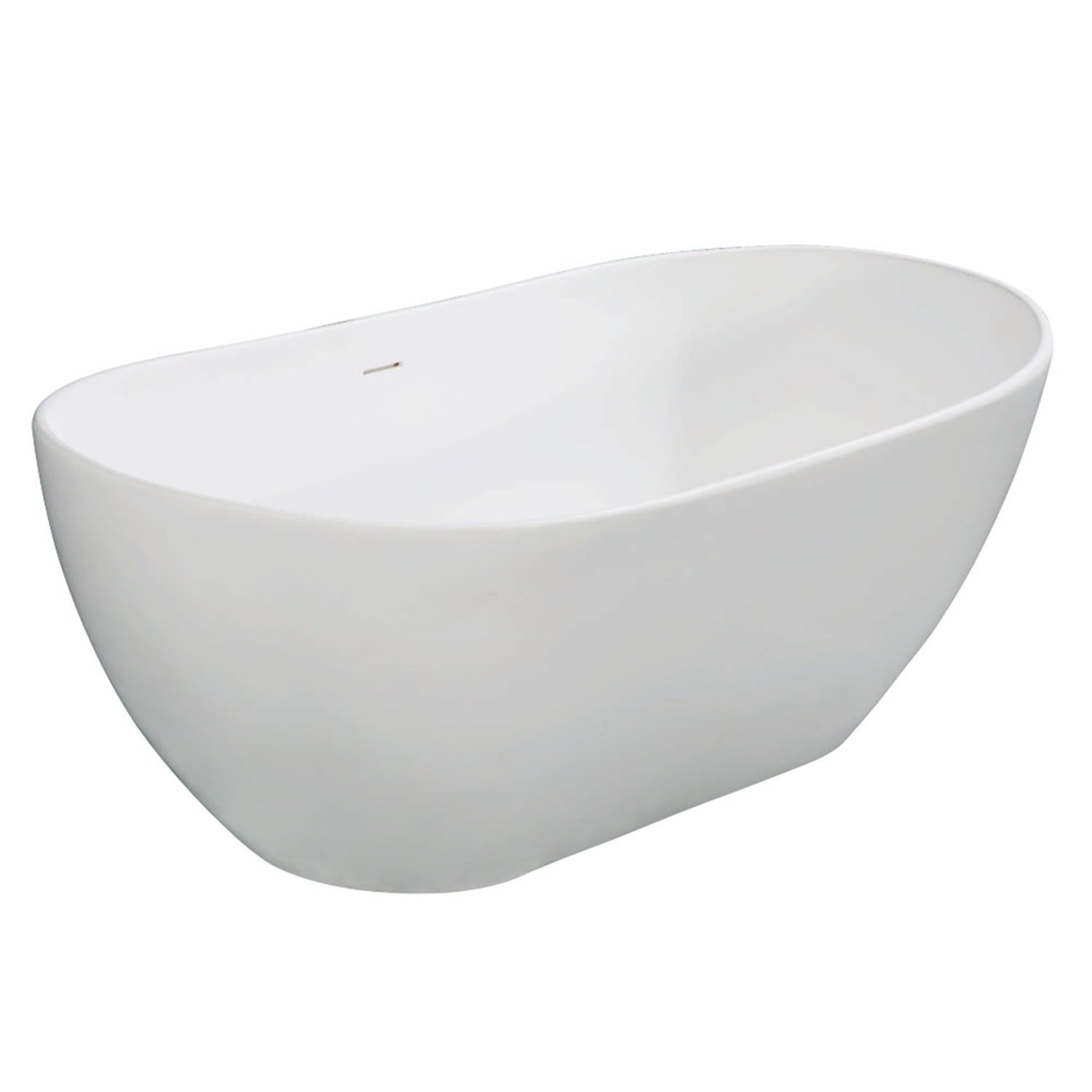 Matte White Acrylic Freestanding Soaking Tub, 65-Inch