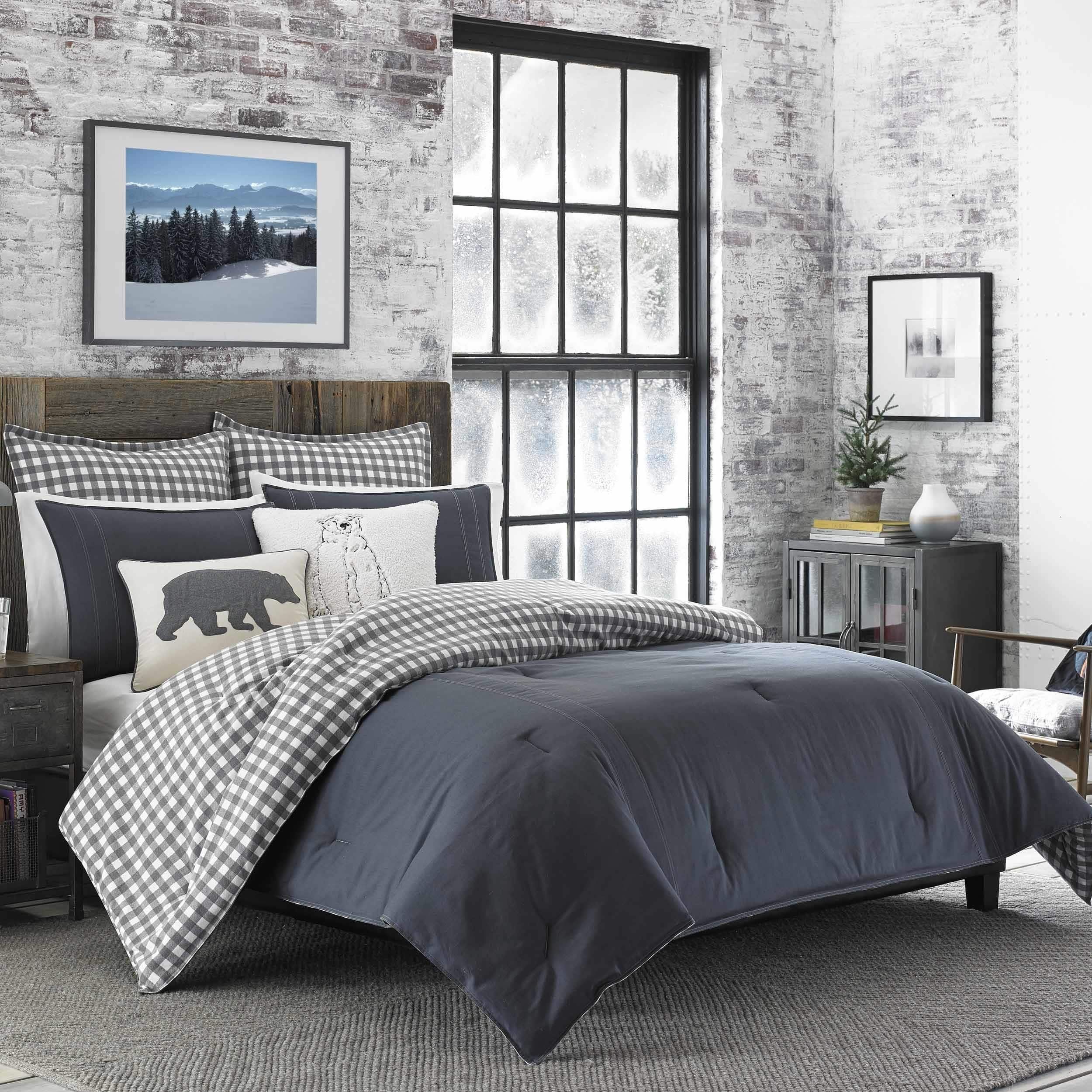 Charcoal Cotton Reversible Full Comforter Set with Shams