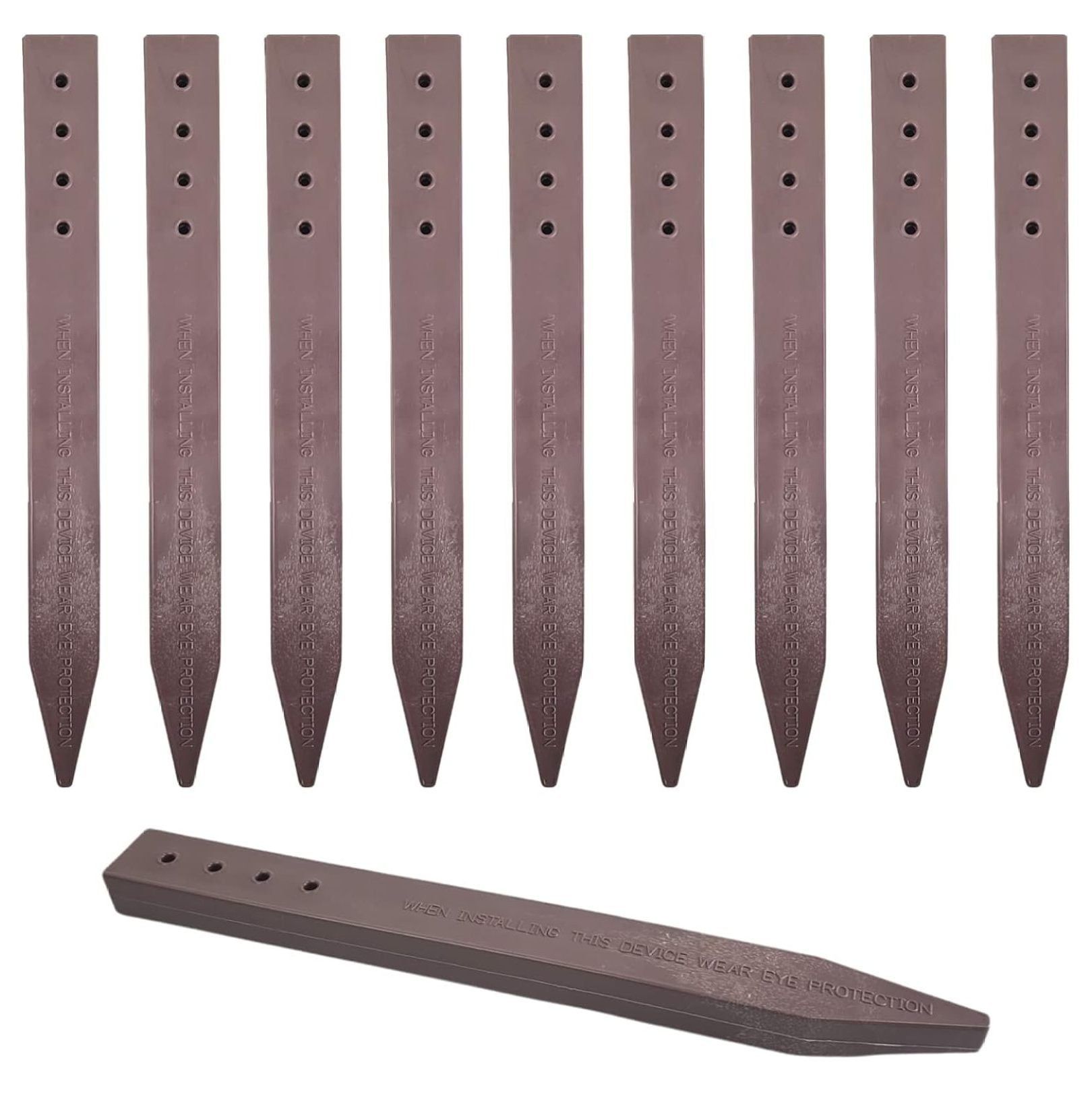 Heavy Duty Brown Recycled Plastic Garden Border Stakes, 12-Inch, 20-Pack