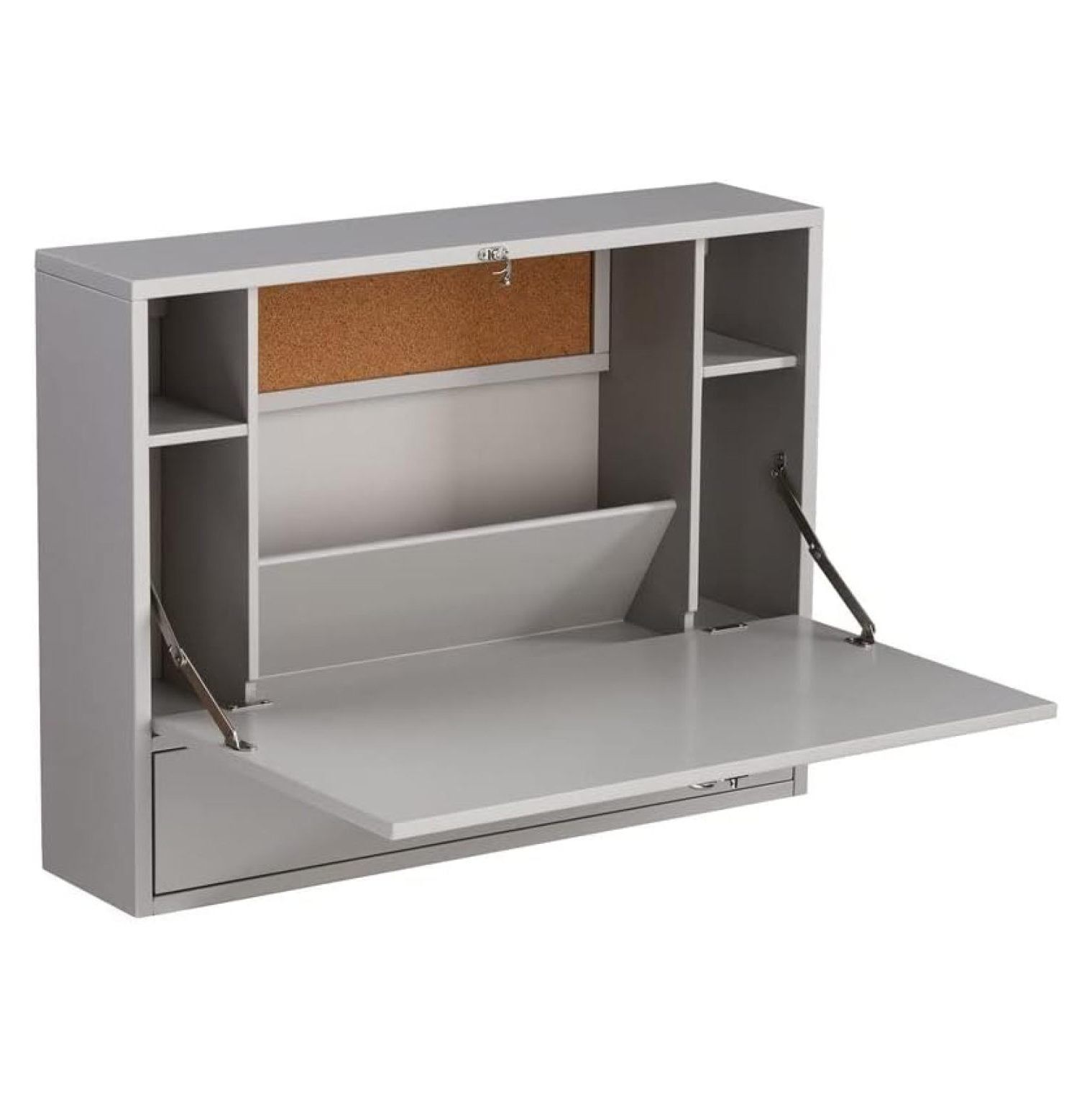 Gray Wall Mounted Foldable Writing Desk with Drawer