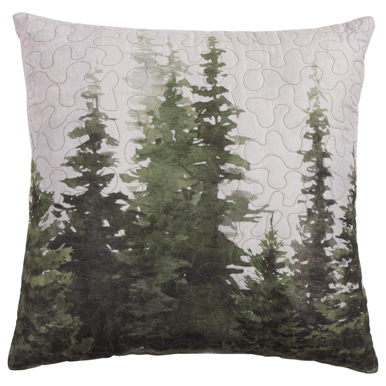 Green Pine Tree Print Square Decorative Pillow