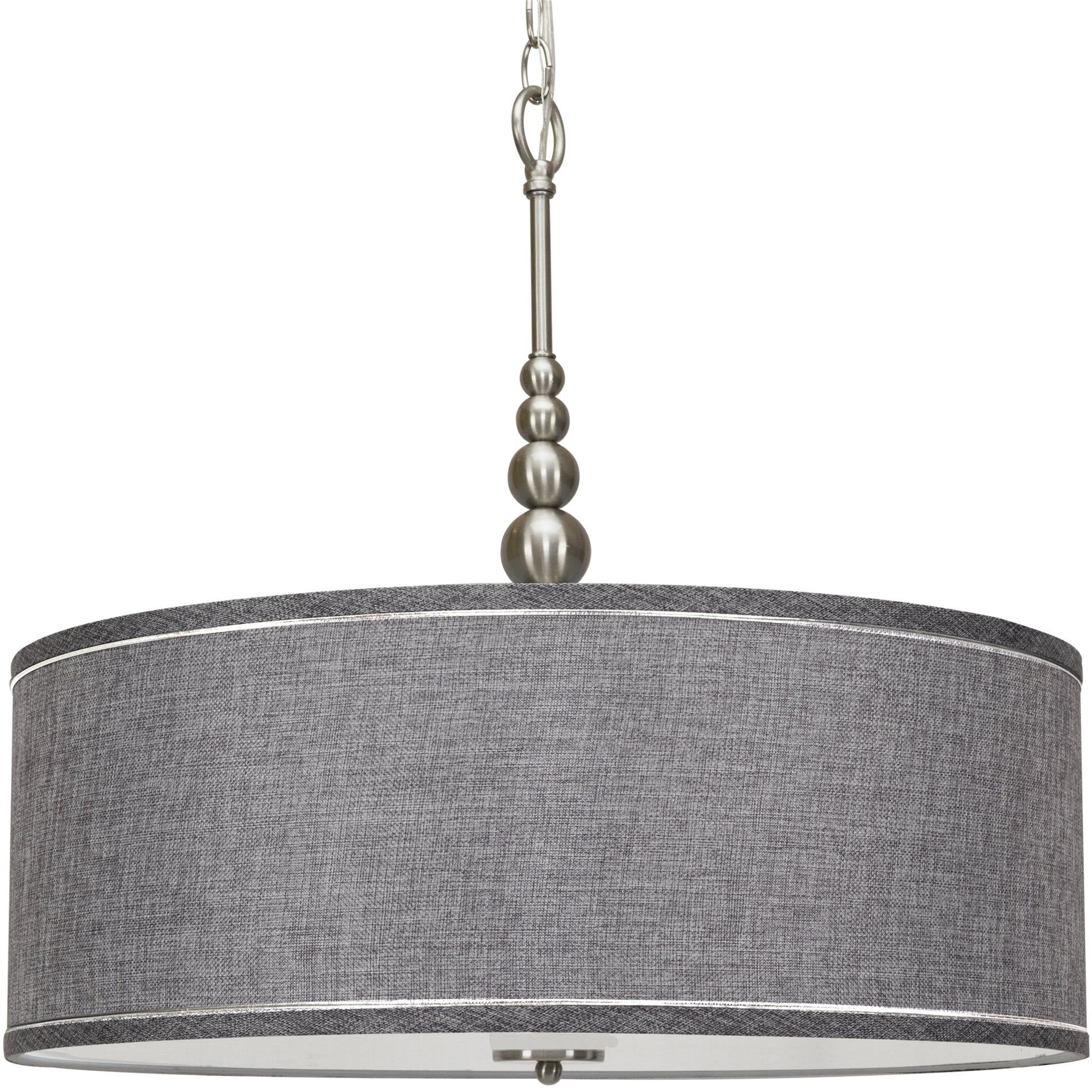 Adelade 22" Brushed Nickel 3-Light Drum Chandelier with Gray Fabric Shade