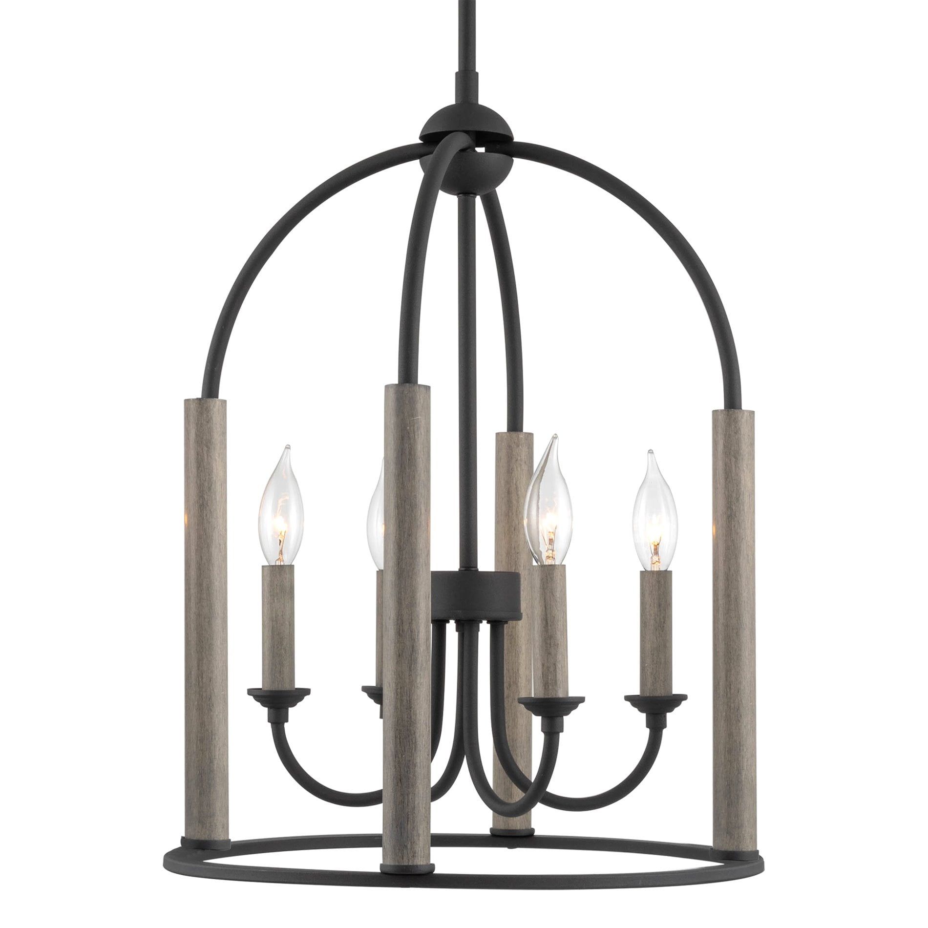 Sandblasted Black & Gray Bell Cage 4-Light Pendant