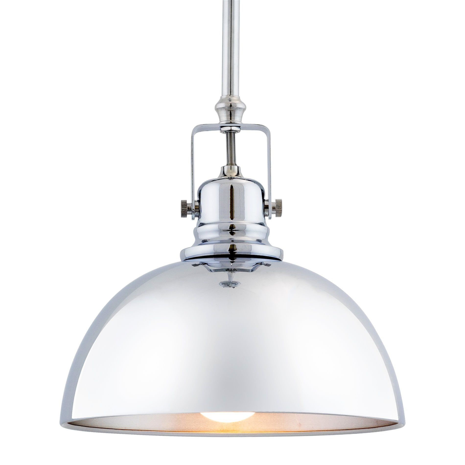 Elegant Chrome Dome Pendant Light with Adjustable Height and Swivel Joint