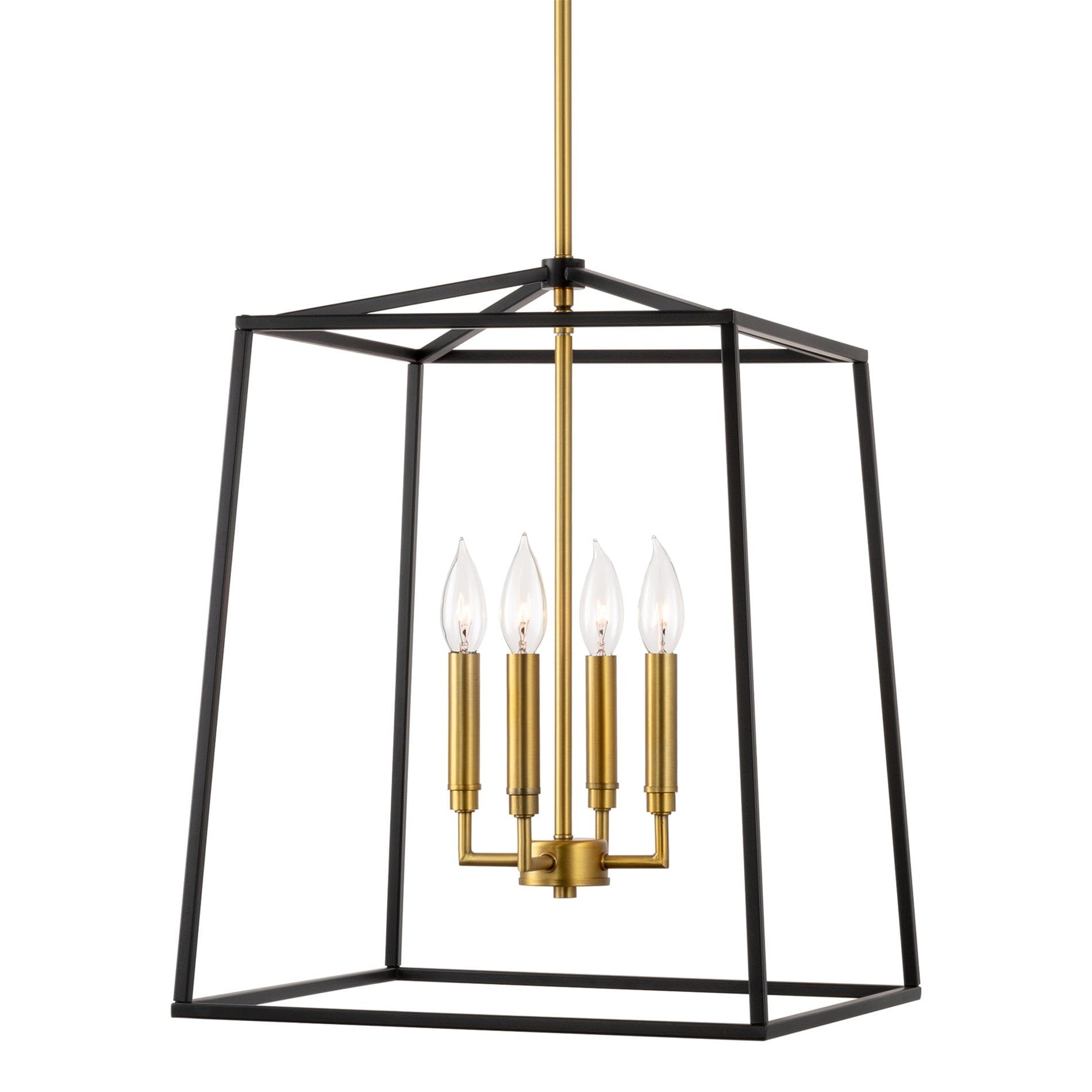 Bellevue 18" Black and Brass Metal Cage Chandelier