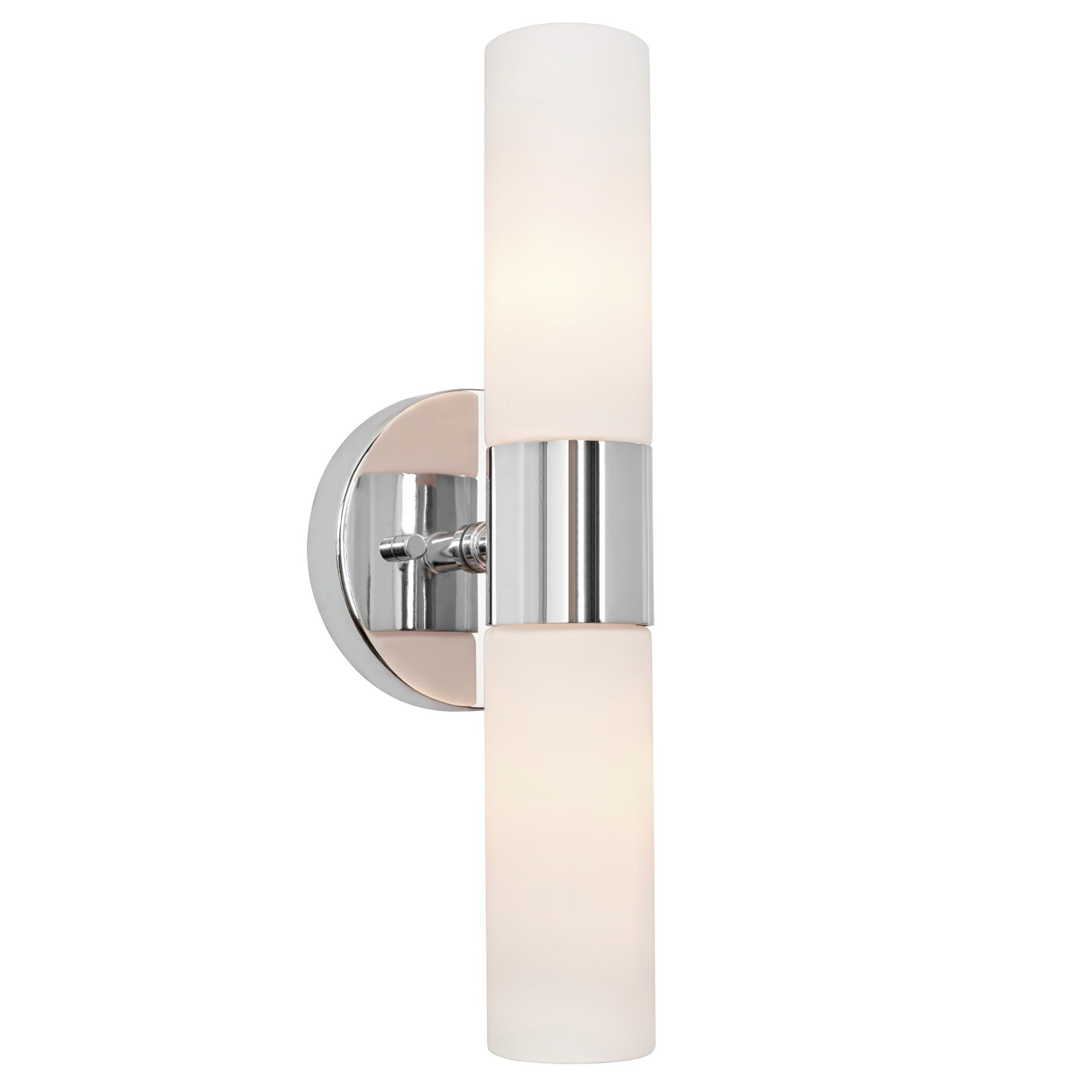 14" Chrome Modern Wall Sconce with Frosted Glass Shades