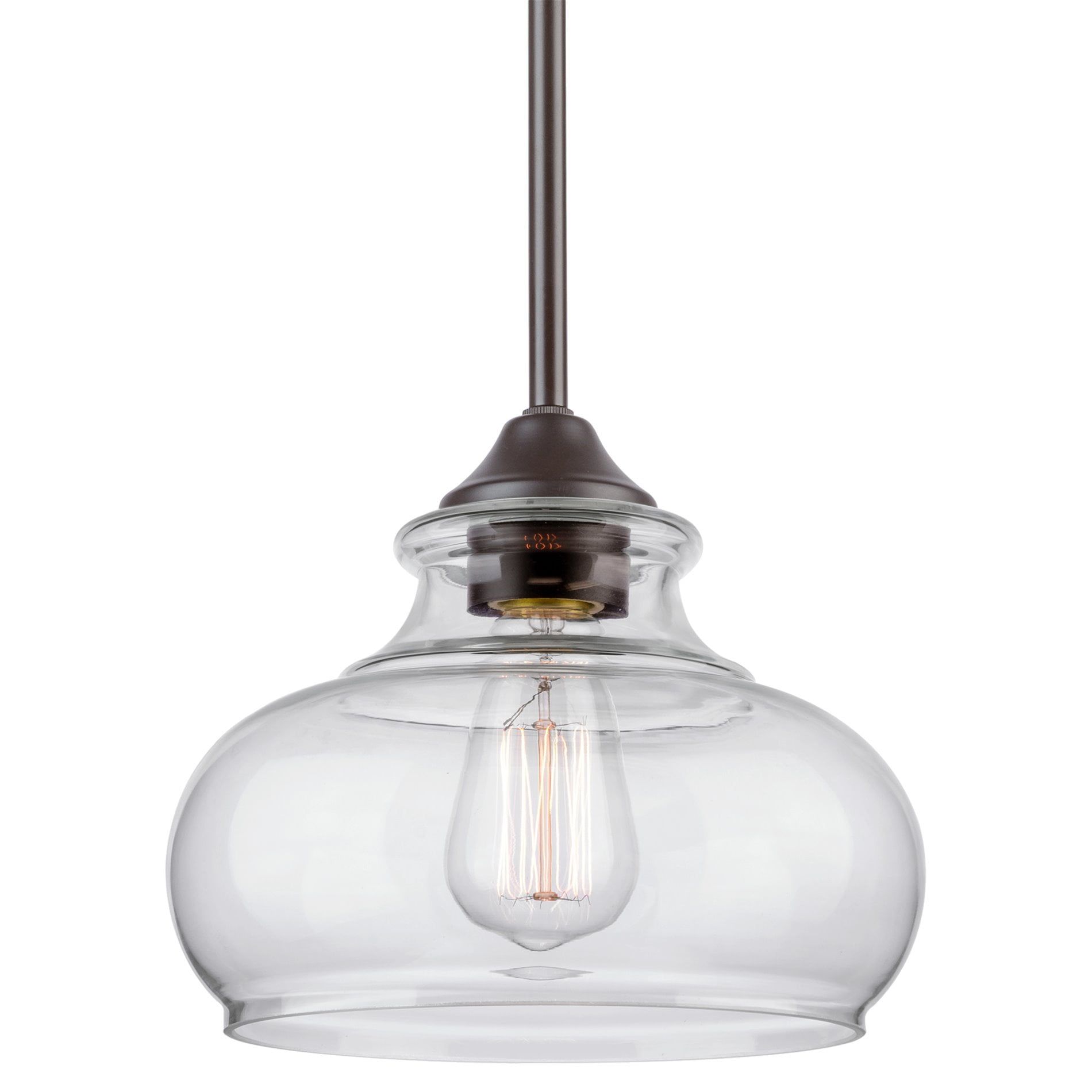 Harlow 9" Oil Rubbed Bronze Pendant Light with Clear Glass Shade