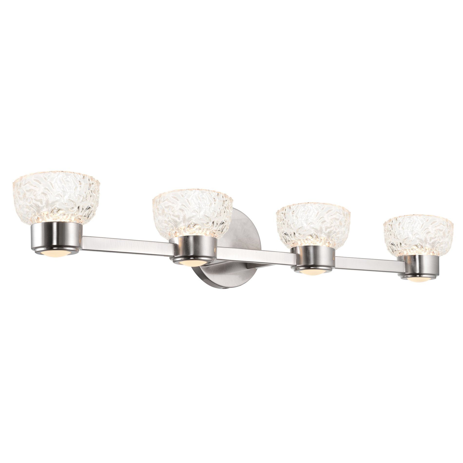 Imogen 31" Brushed Nickel LED Vanity Light with Etched Glass Shades